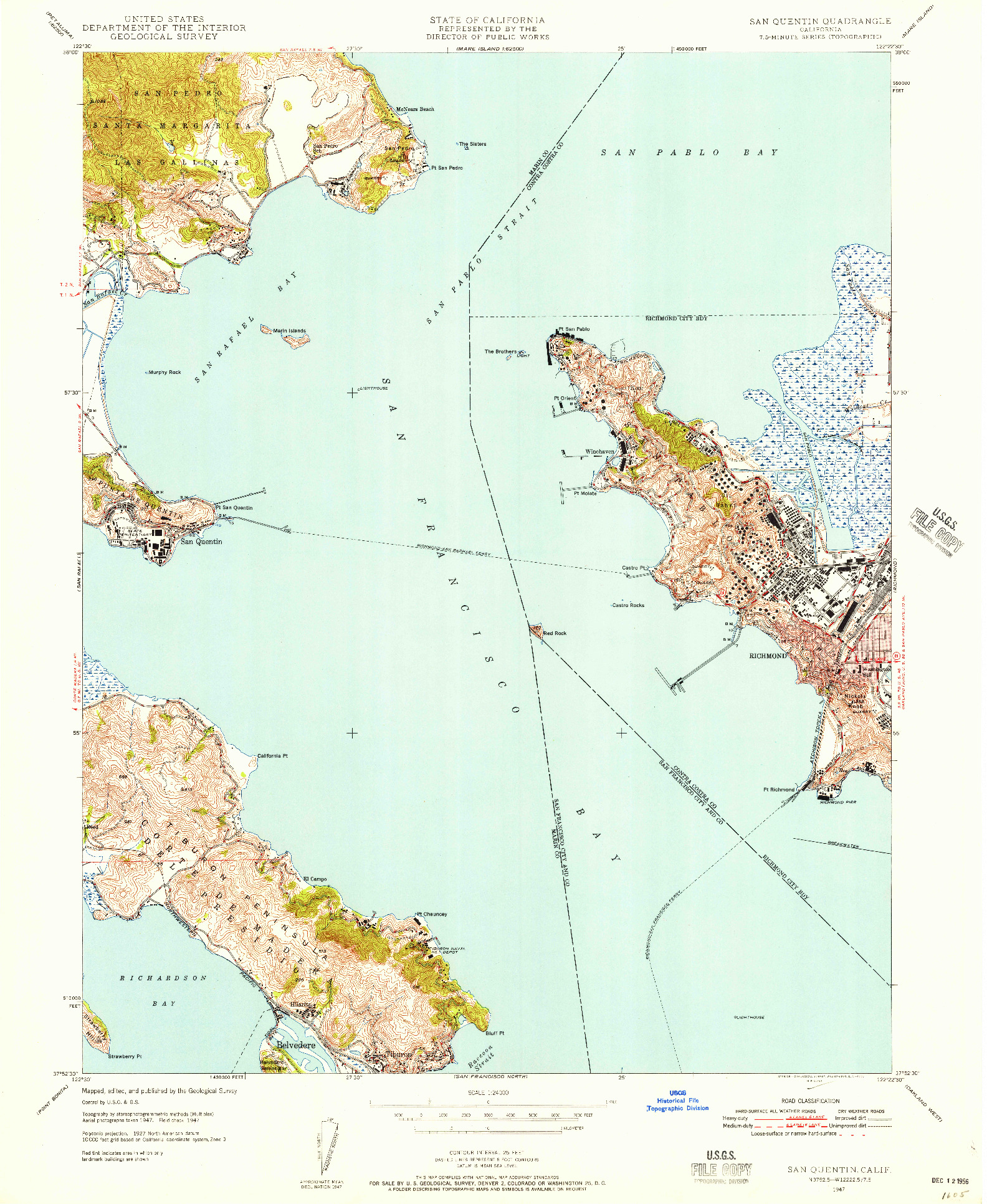 USGS 1:24000-SCALE QUADRANGLE FOR SAN QUENTIN, CA 1947