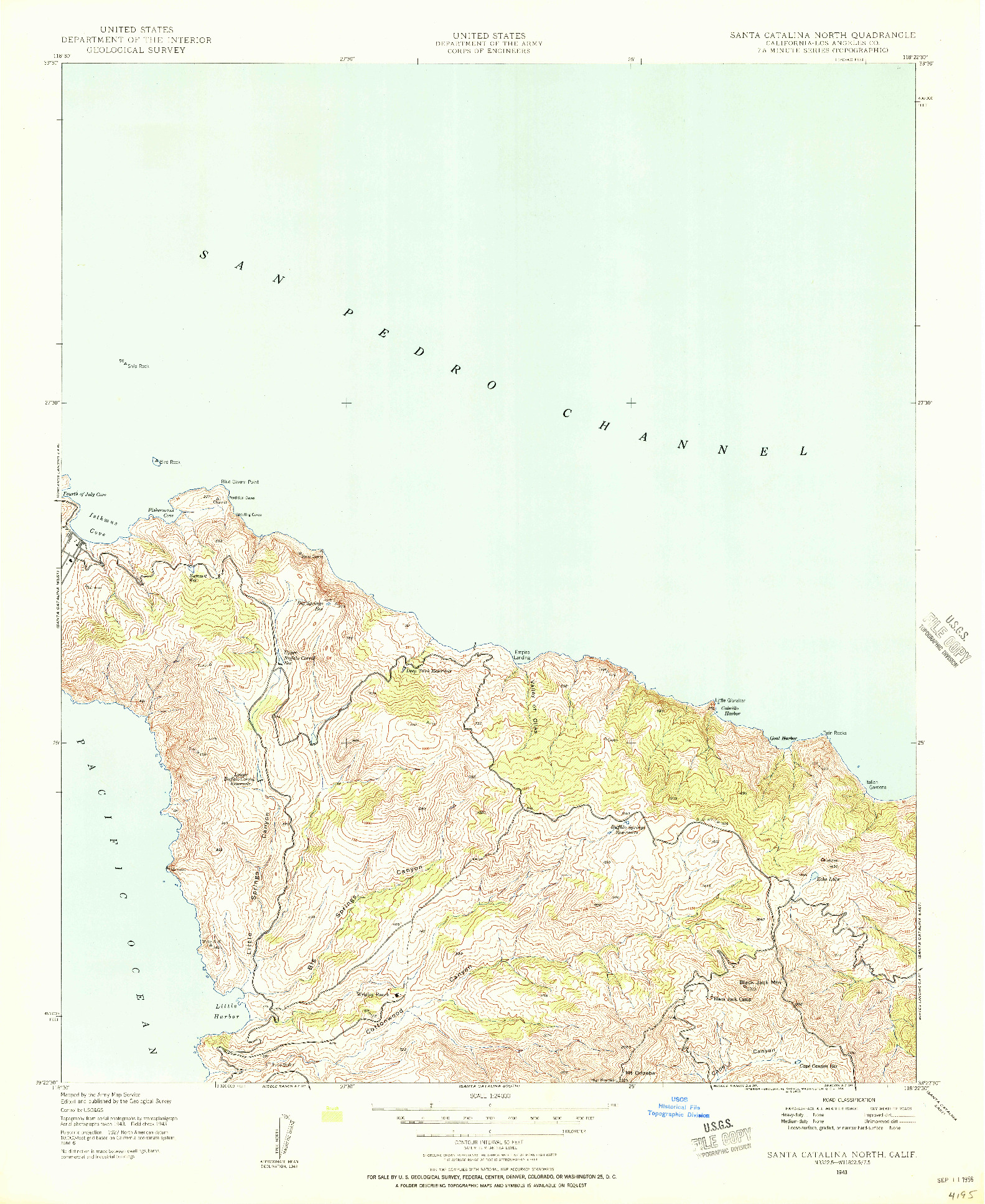 USGS 1:24000-SCALE QUADRANGLE FOR SANTA CATALINA NORTH, CA 1943