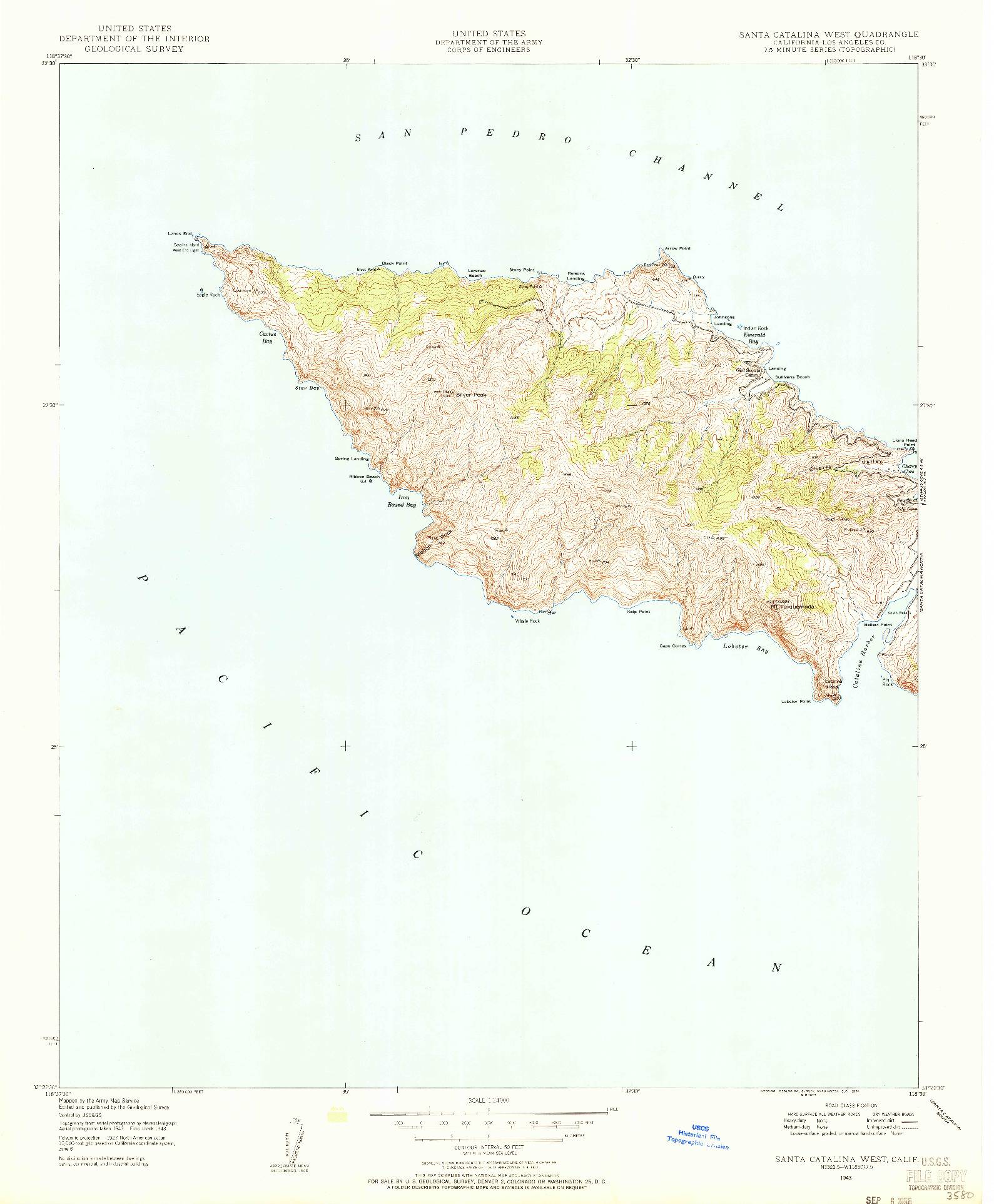 USGS 1:24000-SCALE QUADRANGLE FOR SANTA CATALINA WEST, CA 1943