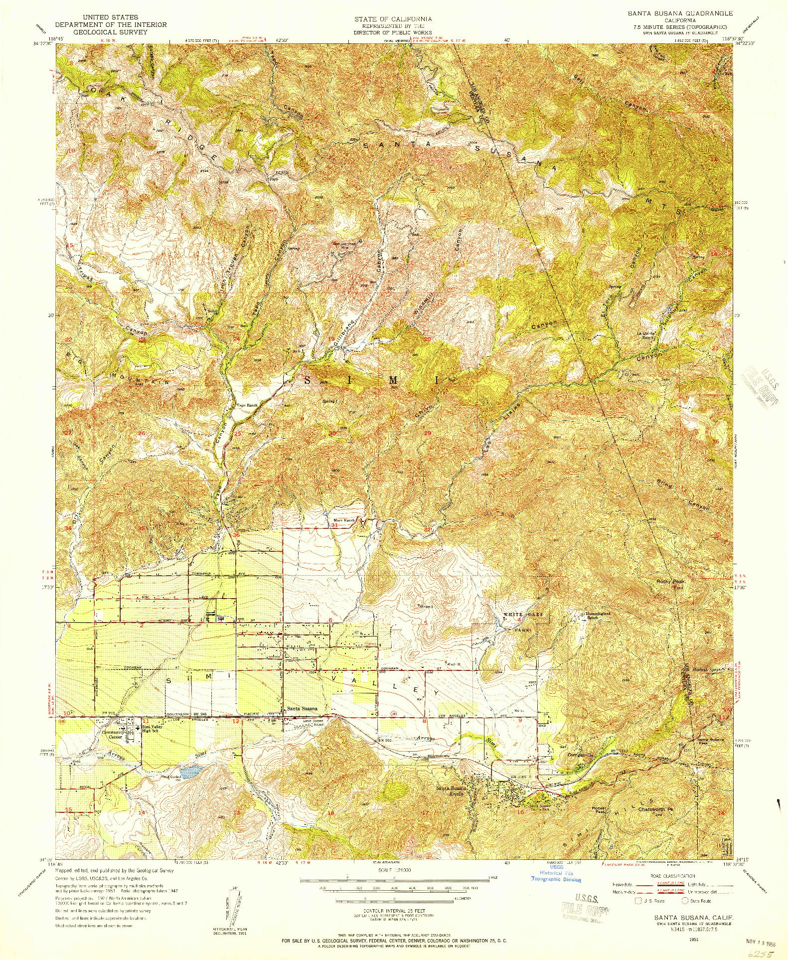 USGS 1:24000-SCALE QUADRANGLE FOR SANTA SUSANA, CA 1951