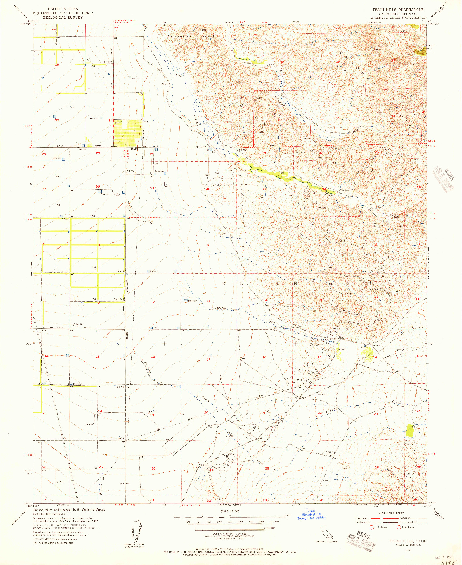 USGS 1:24000-SCALE QUADRANGLE FOR TEJON HILLS, CA 1955