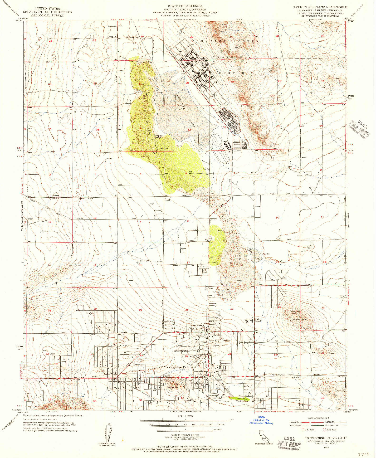 USGS 1:24000-SCALE QUADRANGLE FOR TWENTYNINE PALMS, CA 1955