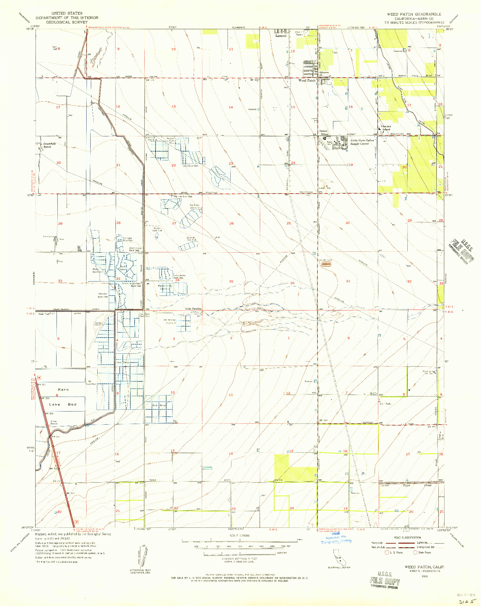 USGS 1:24000-SCALE QUADRANGLE FOR WEED PATCH, CA 1955