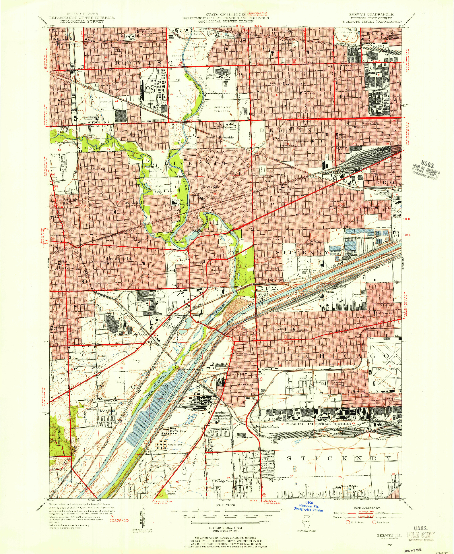 USGS 1:24000-SCALE QUADRANGLE FOR BERWYN, IL 1953
