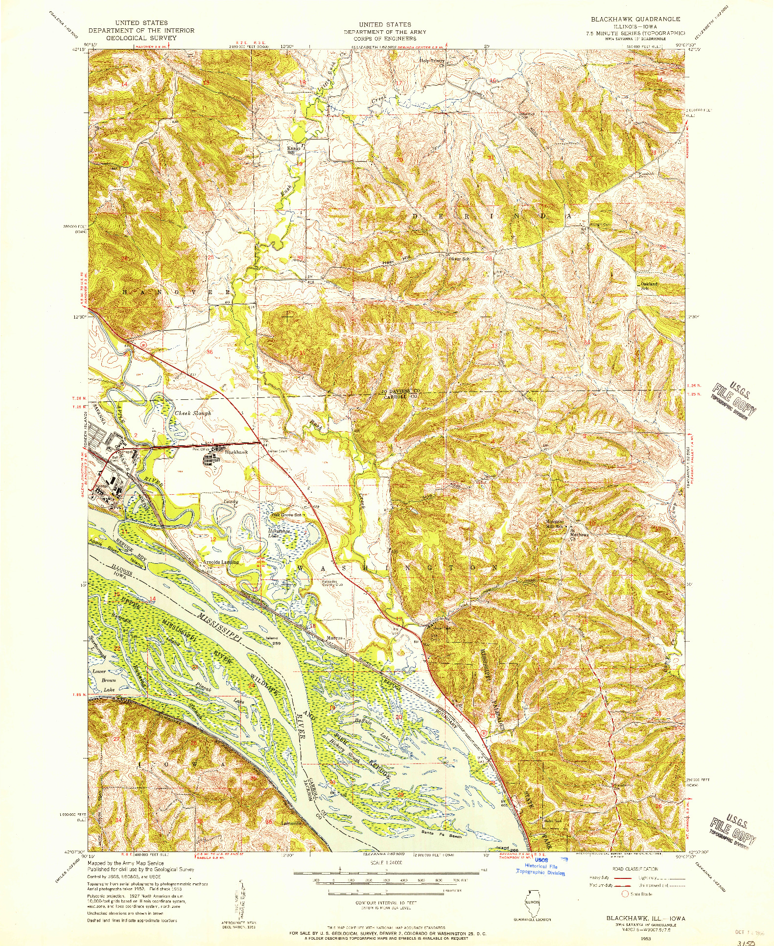 USGS 1:24000-SCALE QUADRANGLE FOR BLACKHAWK, IL 1953