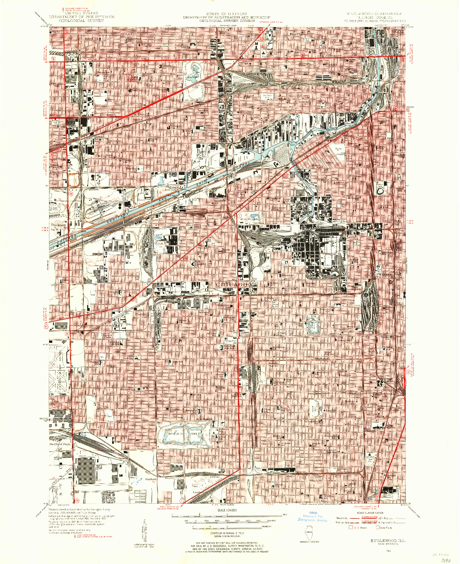 USGS 1:24000-SCALE QUADRANGLE FOR ENGLEWOOD, IL 1953