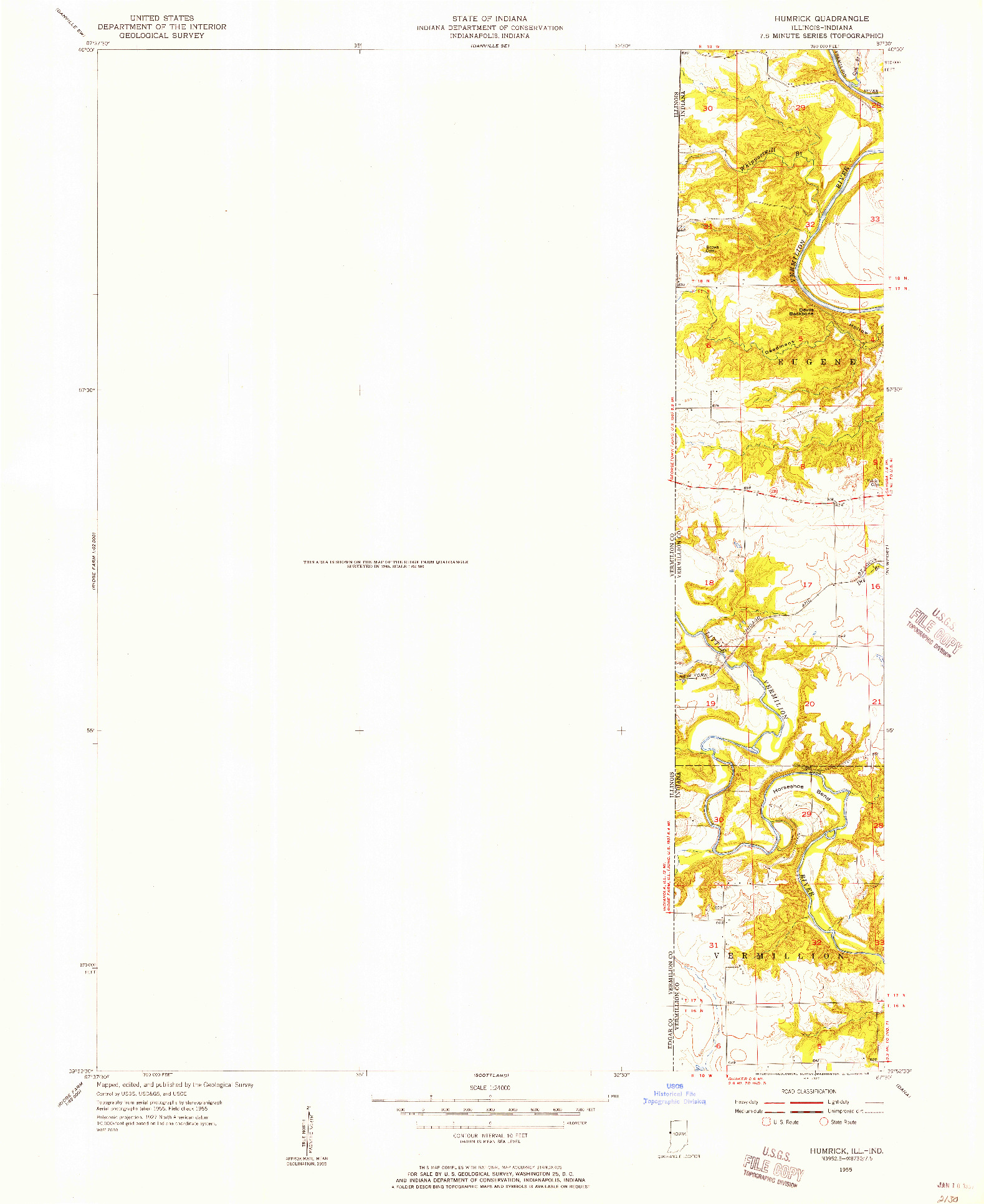 USGS 1:24000-SCALE QUADRANGLE FOR HUMRICK, IL 1955