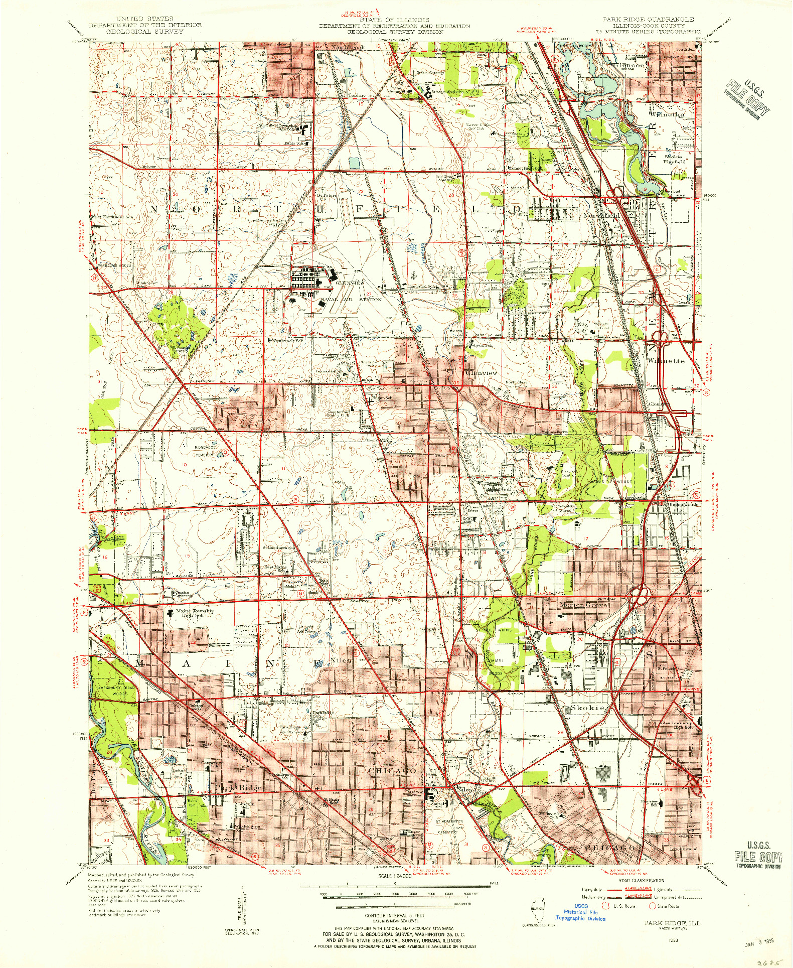 USGS 1:24000-SCALE QUADRANGLE FOR PARK RIDGE, IL 1953