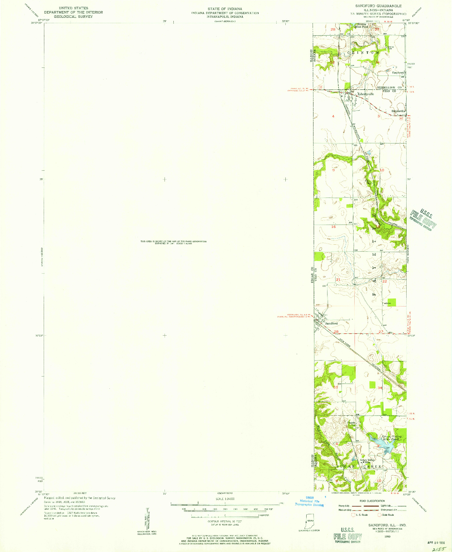 USGS 1:24000-SCALE QUADRANGLE FOR SANDFORD, IL 1950