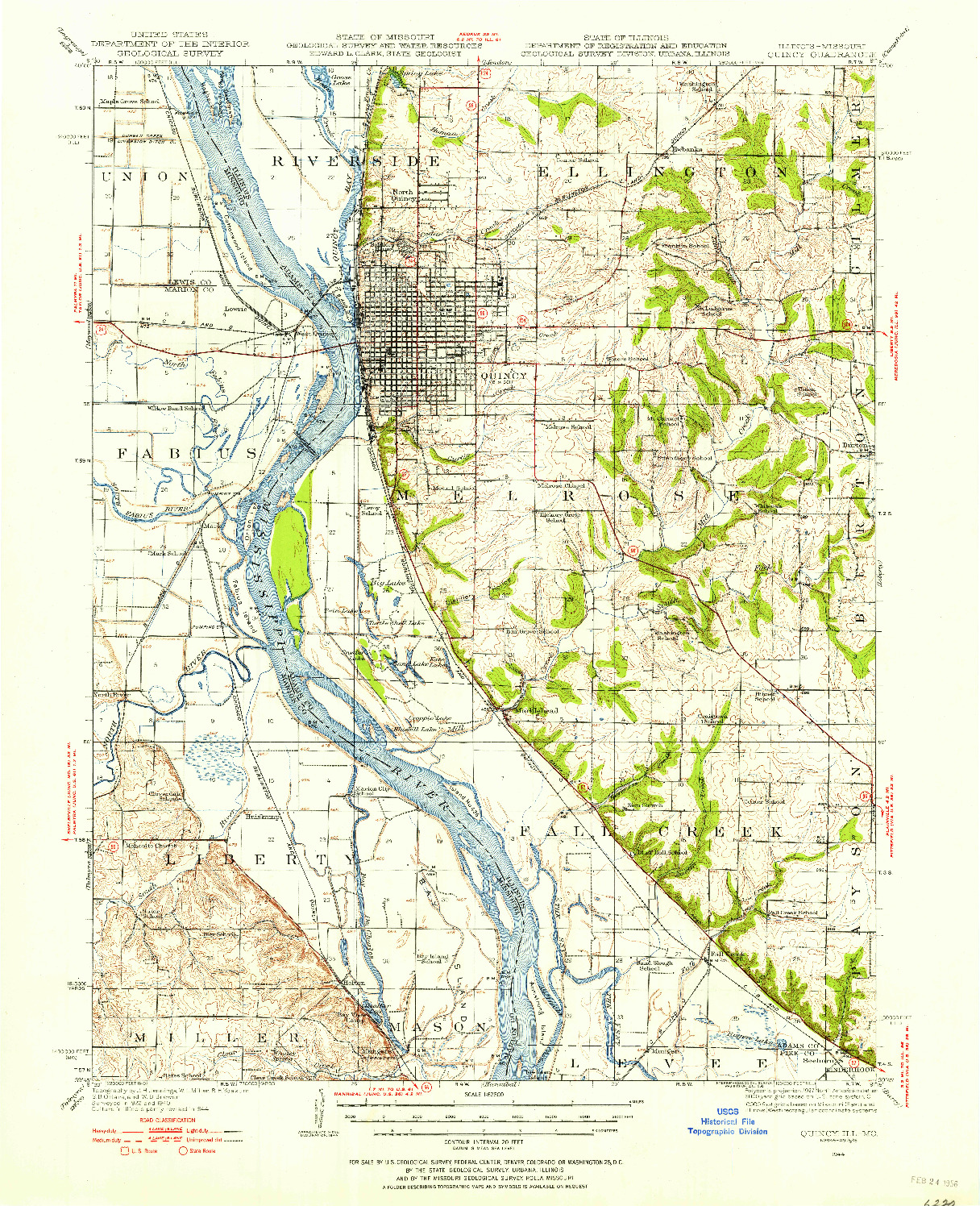 USGS 1:62500-SCALE QUADRANGLE FOR QUINCY, IL 1944