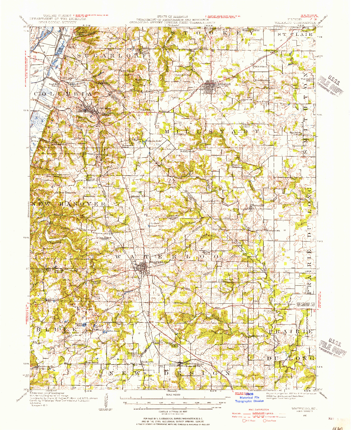 USGS 1:62500-SCALE QUADRANGLE FOR WATERLOO, IL 1910