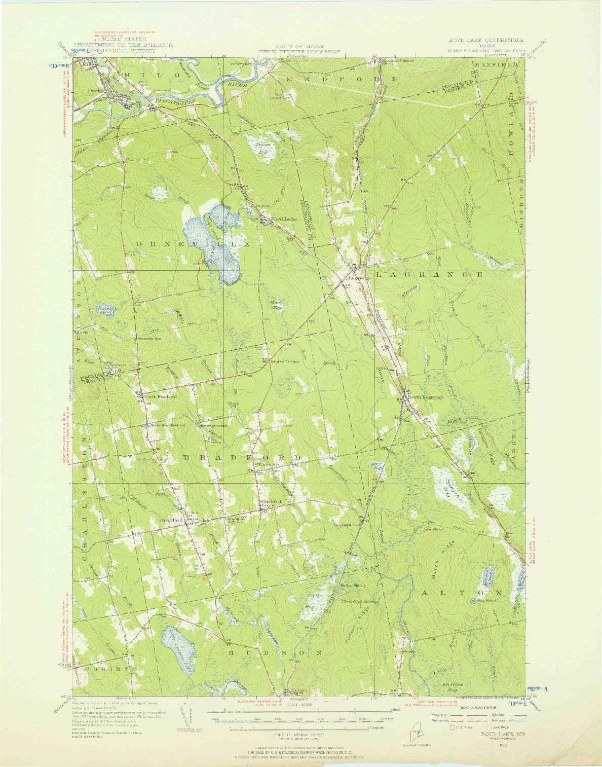 USGS 1:62500-SCALE QUADRANGLE FOR BOYD LAKE, ME 1955