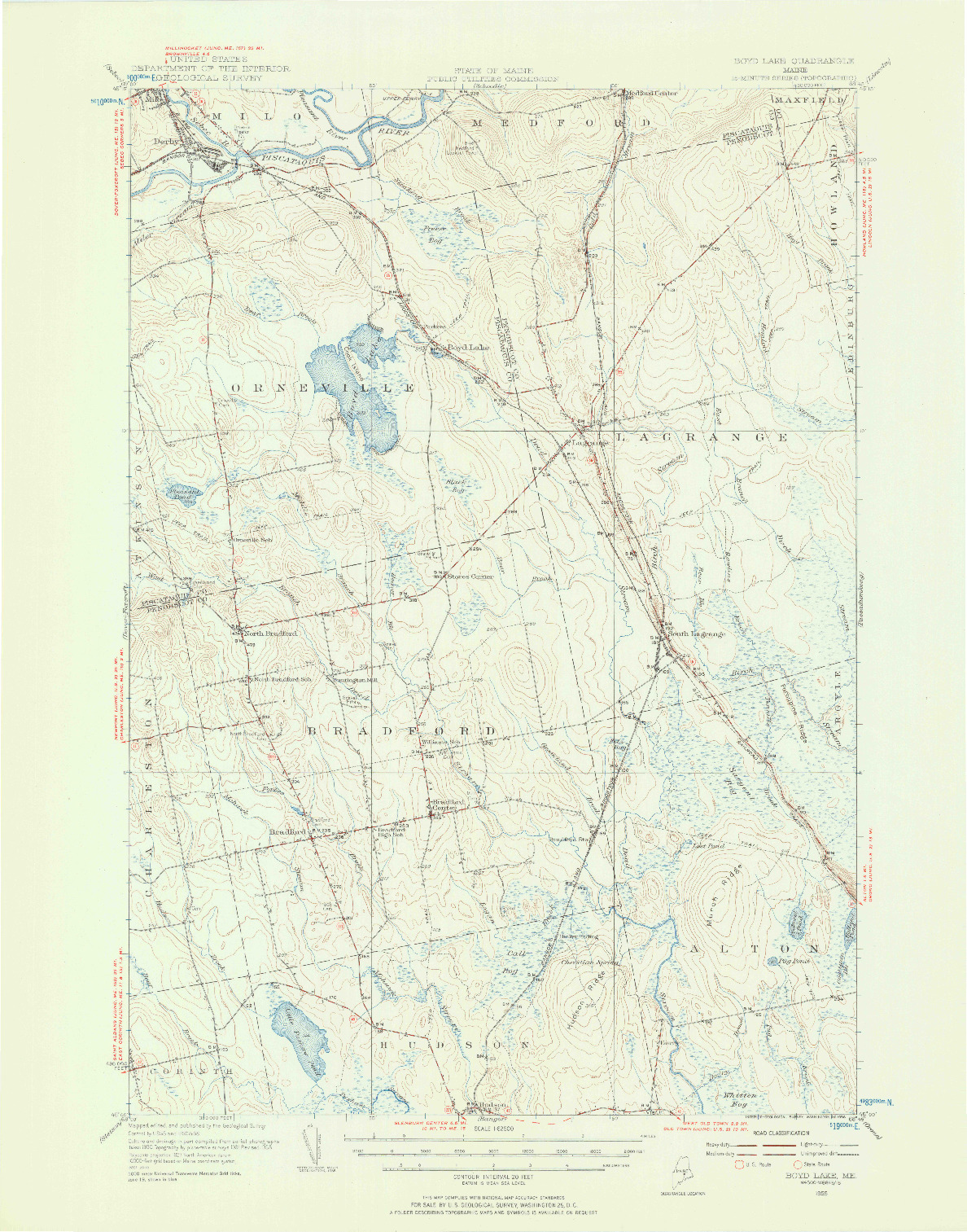 USGS 1:62500-SCALE QUADRANGLE FOR BOYD LAKE, ME 1955