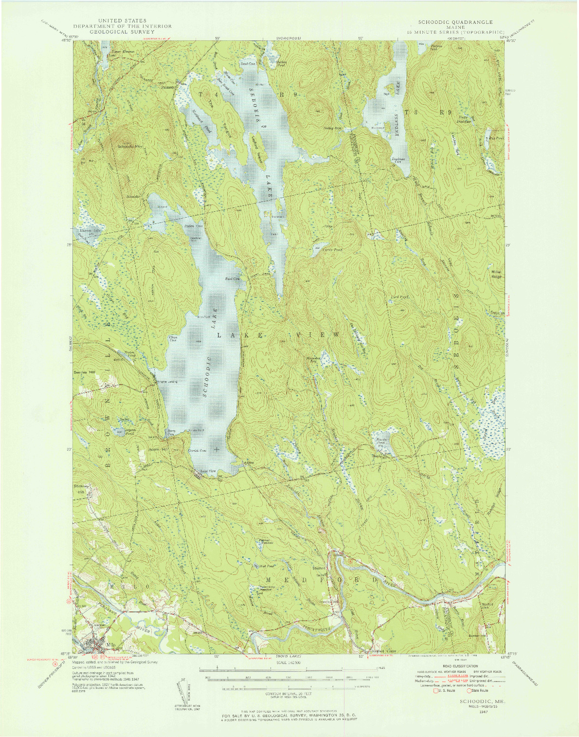 USGS 1:62500-SCALE QUADRANGLE FOR SCHOODIC, ME 1947