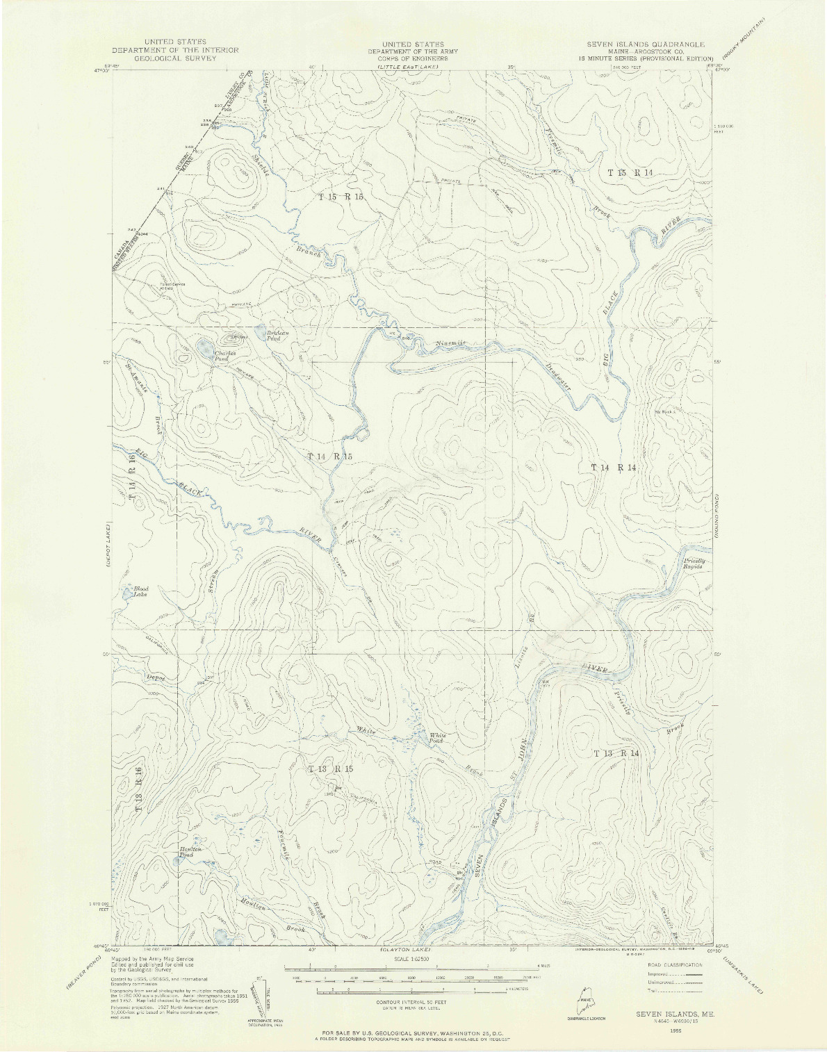 USGS 1:62500-SCALE QUADRANGLE FOR SEVEN ISLANDS, ME 1955