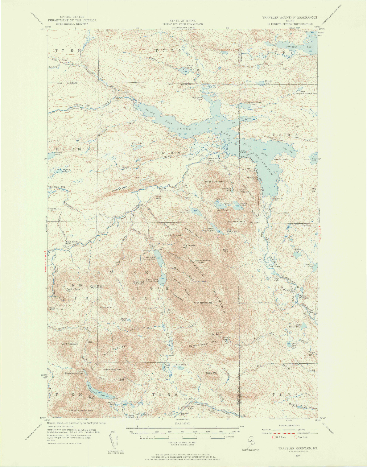 USGS 1:62500-SCALE QUADRANGLE FOR TRAVELER MOUNTAIN, ME 1955