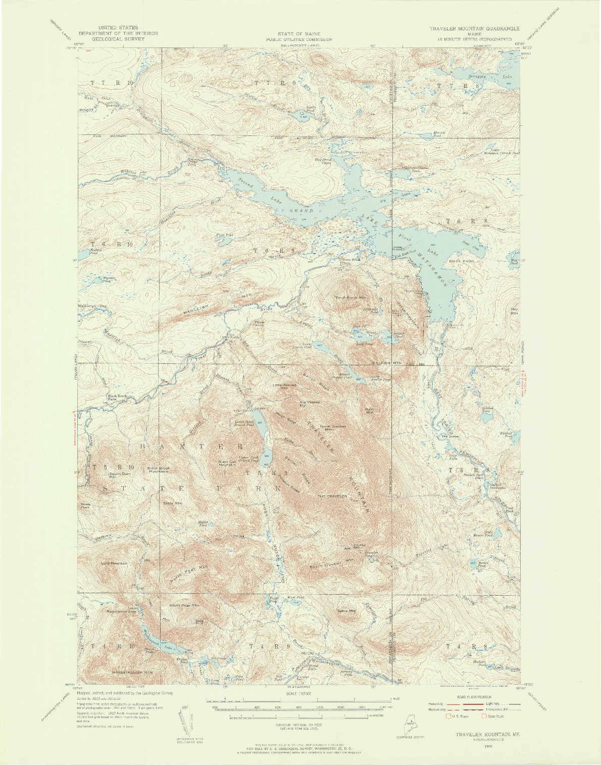 USGS 1:62500-SCALE QUADRANGLE FOR TRAVELER MOUNTAIN, ME 1955