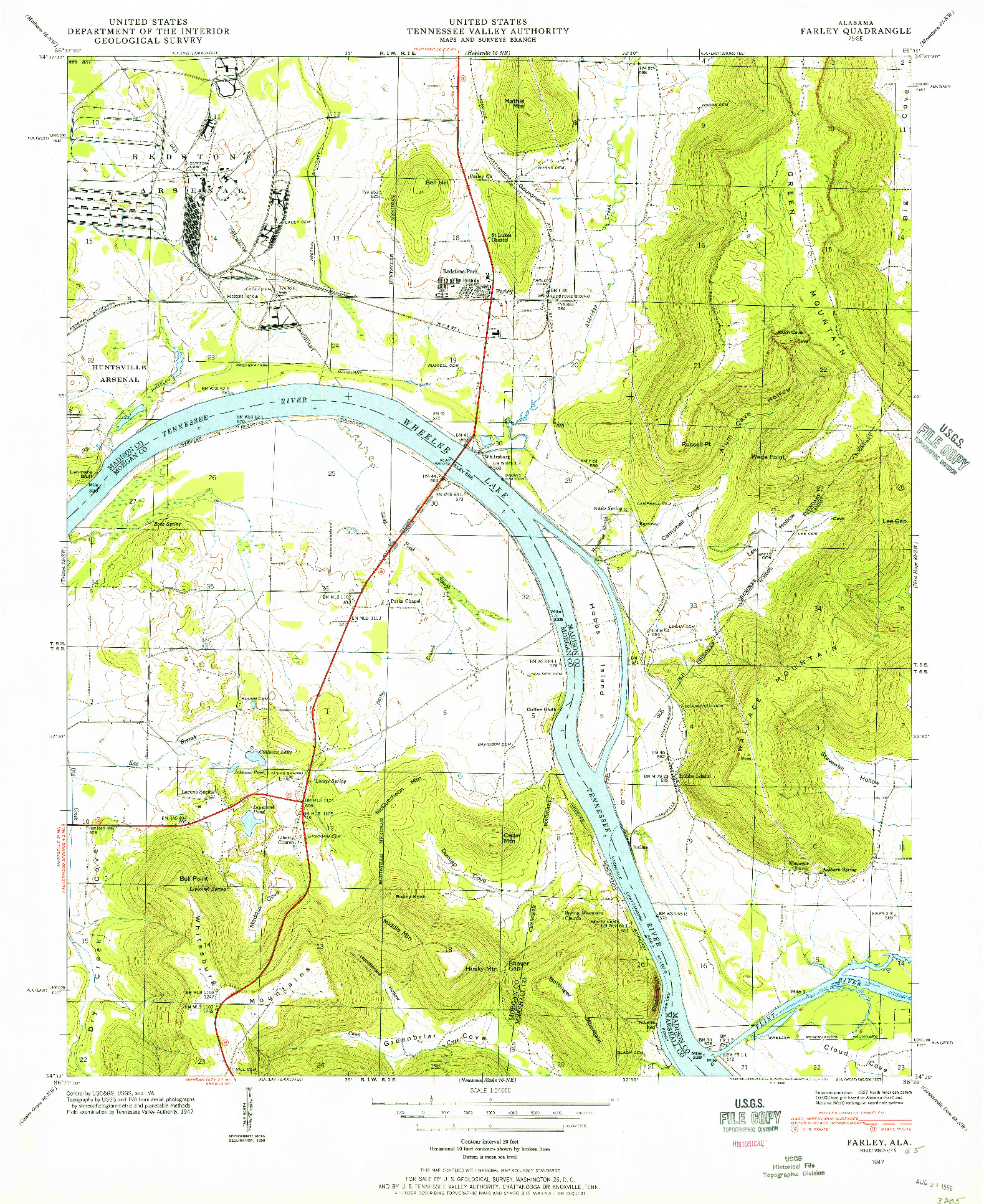 USGS 1:24000-SCALE QUADRANGLE FOR FARLEY, AL 1947