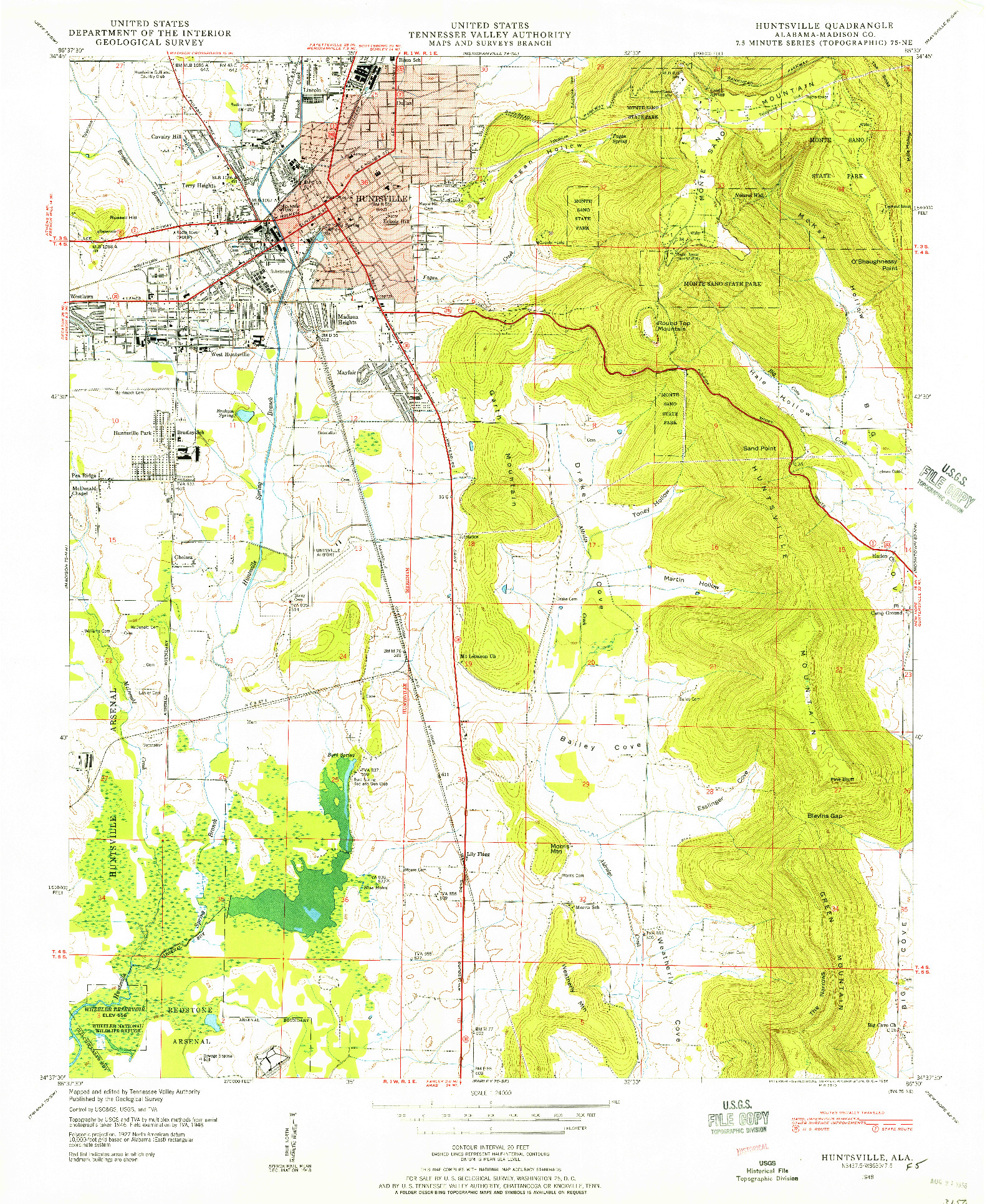 USGS 1:24000-SCALE QUADRANGLE FOR HUNTSVILLE, AL 1948