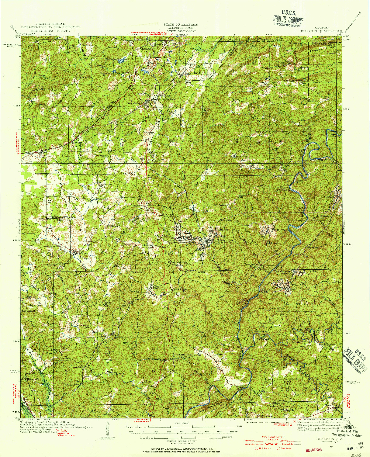 USGS 1:62500-SCALE QUADRANGLE FOR BLOCTON, AL 1934