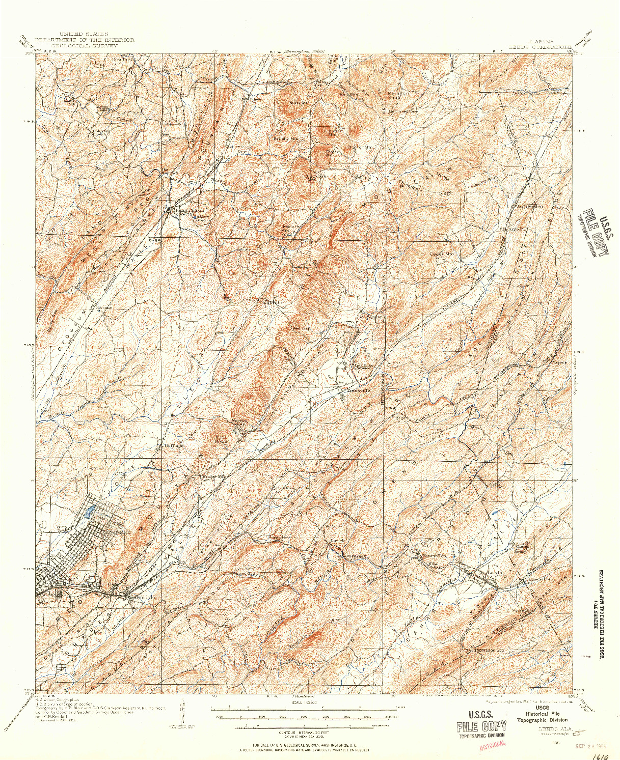 USGS 1:62500-SCALE QUADRANGLE FOR LEEDS, AL 1905