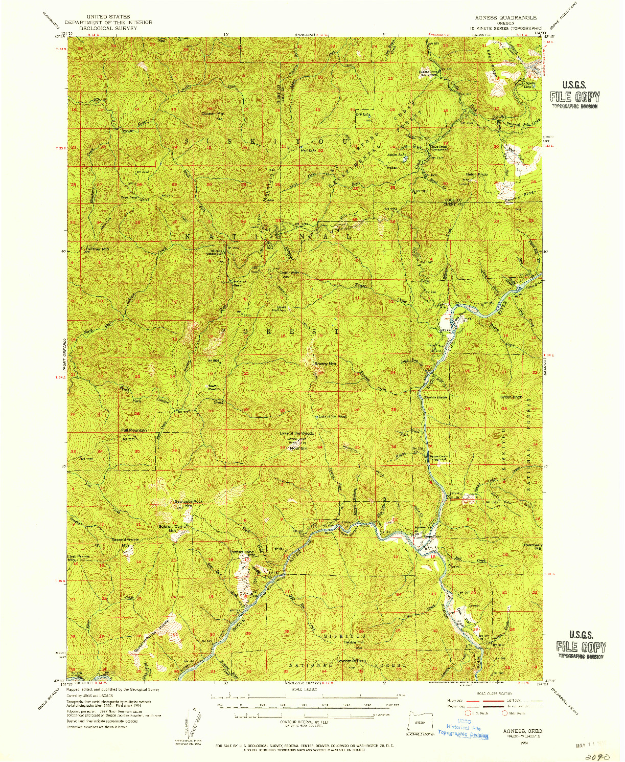 USGS 1:62500-SCALE QUADRANGLE FOR AGNESS, OR 1954
