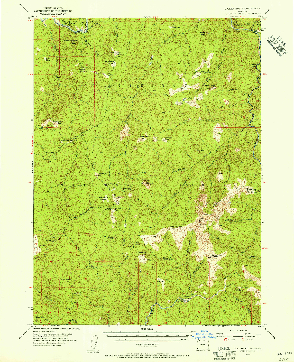 USGS 1:62500-SCALE QUADRANGLE FOR COLLIER BUTTE, OR 1954