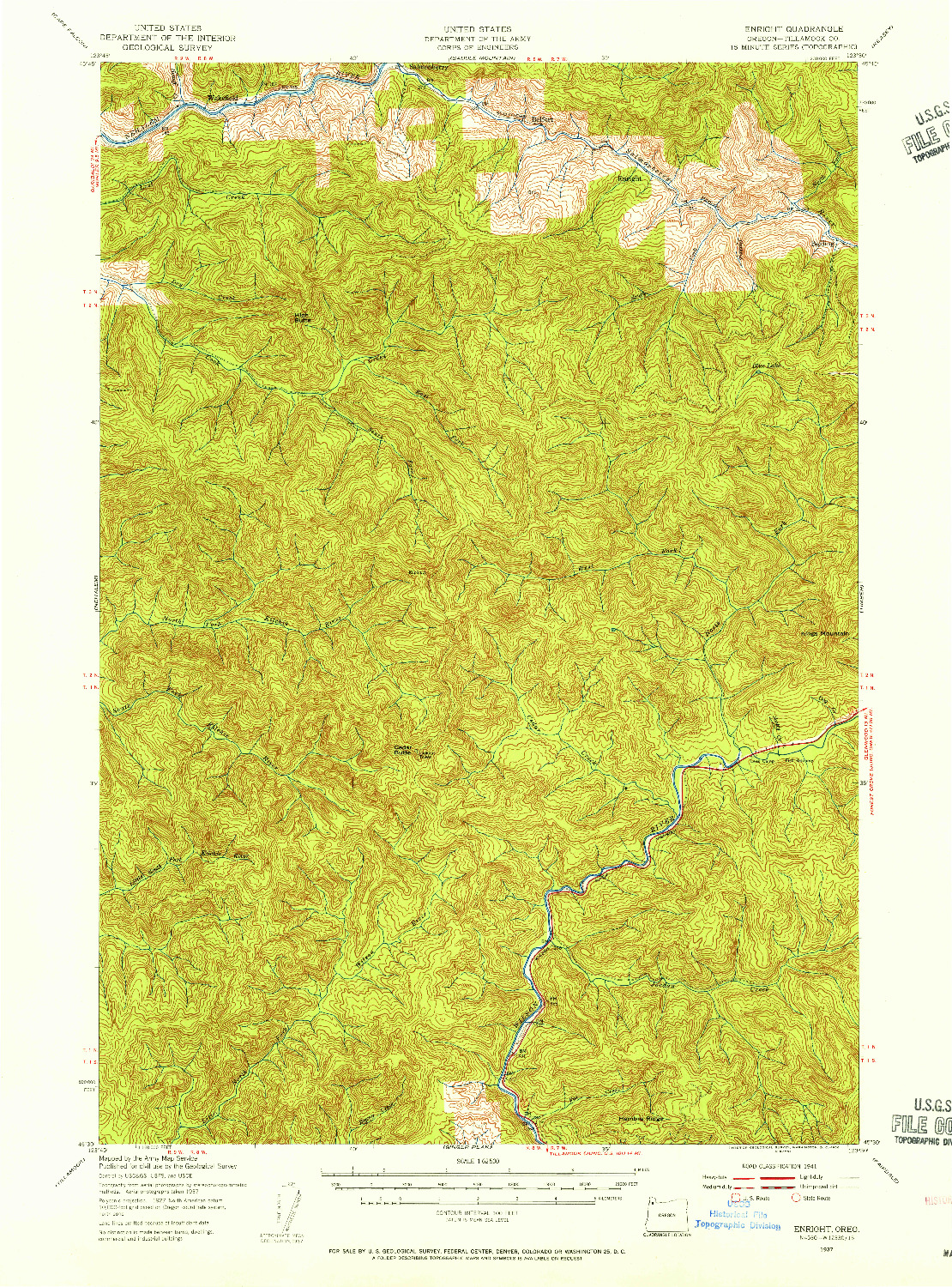 USGS 1:62500-SCALE QUADRANGLE FOR ENRIGHT, OR 1937