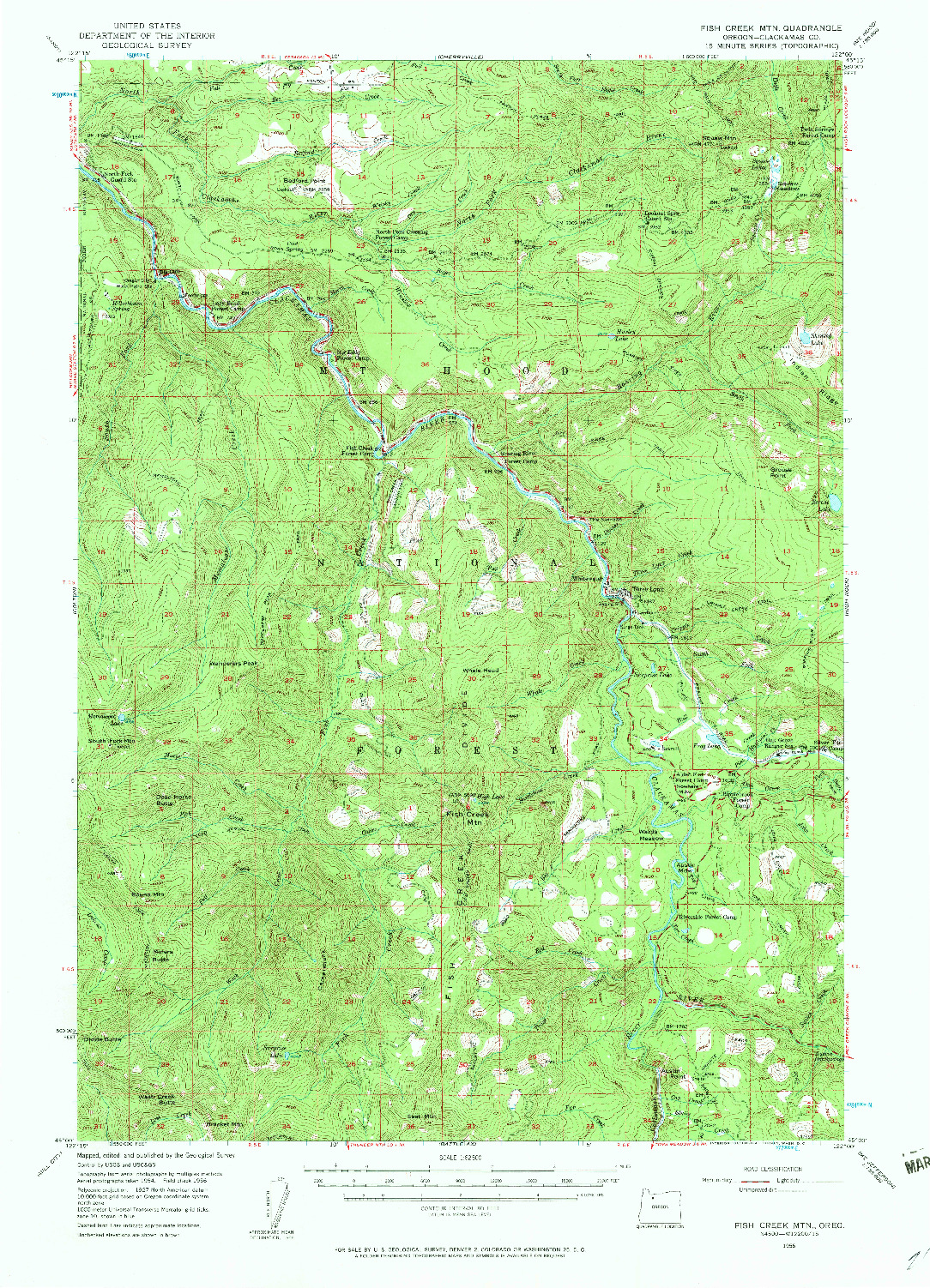 USGS 1:62500-SCALE QUADRANGLE FOR FISH CREEK MTN, OR 1956