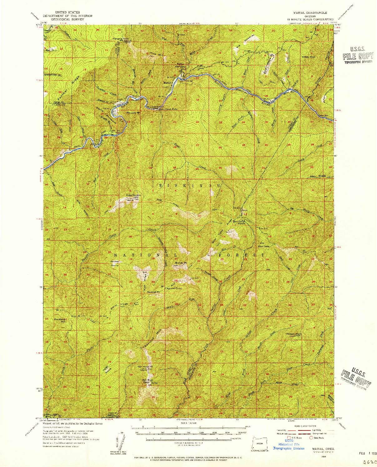 USGS 1:62500-SCALE QUADRANGLE FOR MARIAL, OR 1954