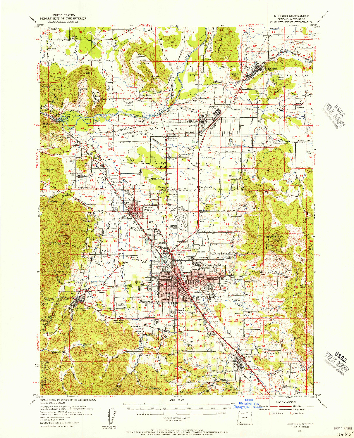 USGS 1:62500-SCALE QUADRANGLE FOR MEDFORD, OR 1954