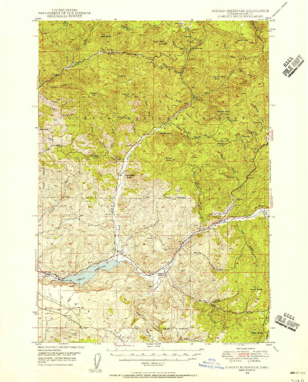 USGS 1:62500-SCALE QUADRANGLE FOR OCHOCO RESERVOIR, OR 1948
