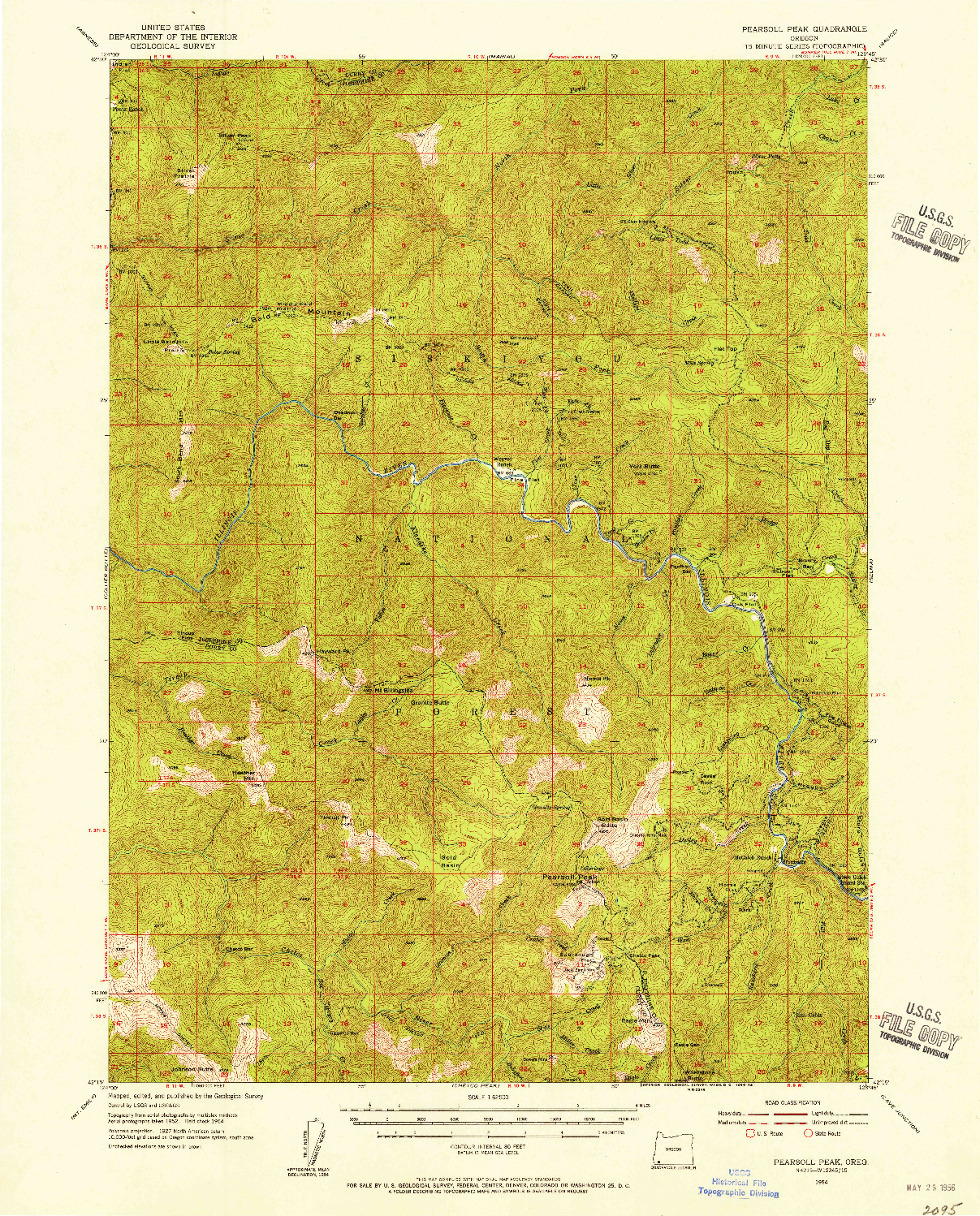 USGS 1:62500-SCALE QUADRANGLE FOR PEARSOLL PEAK, OR 1954