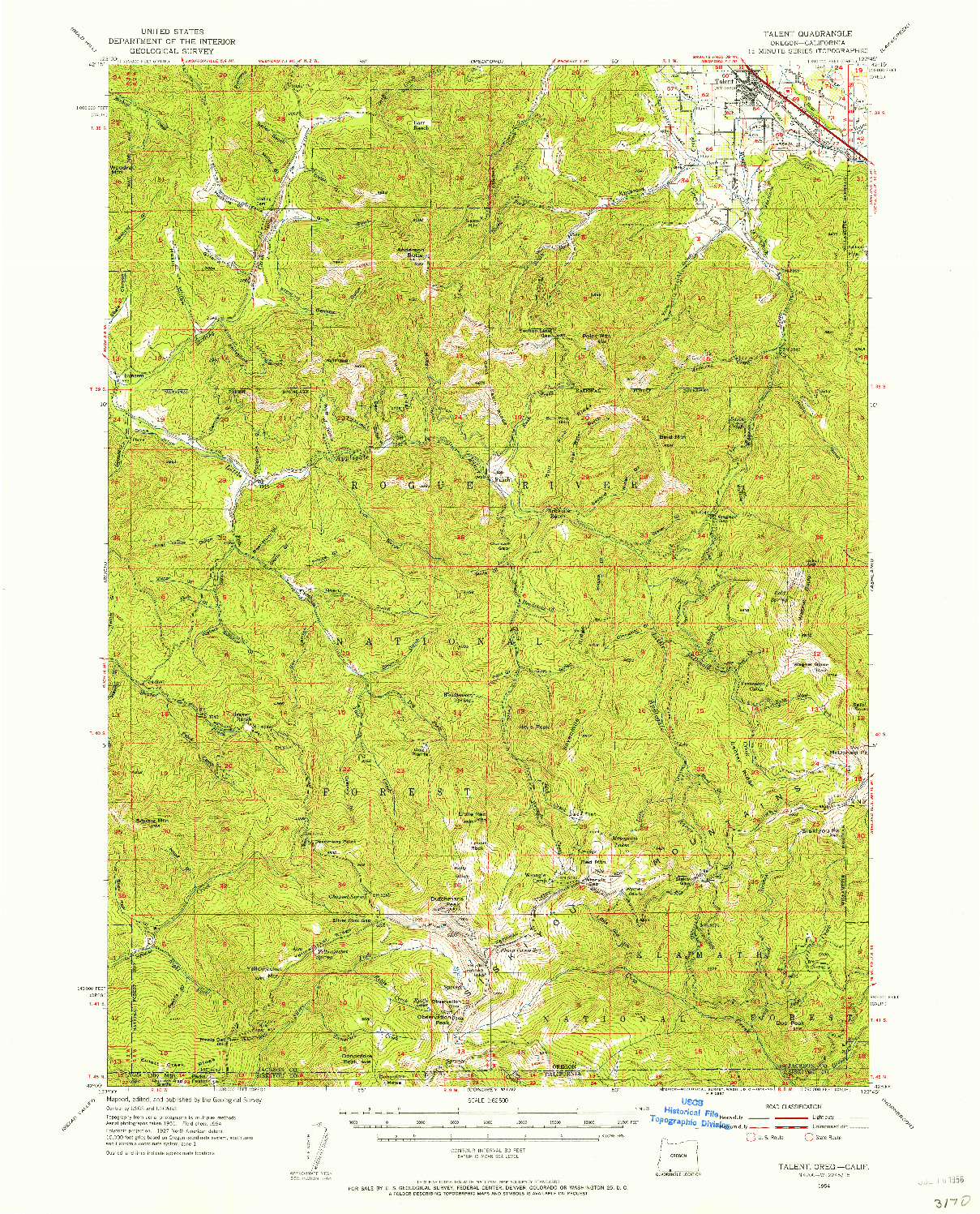 USGS 1:62500-SCALE QUADRANGLE FOR TALENT, OR 1954