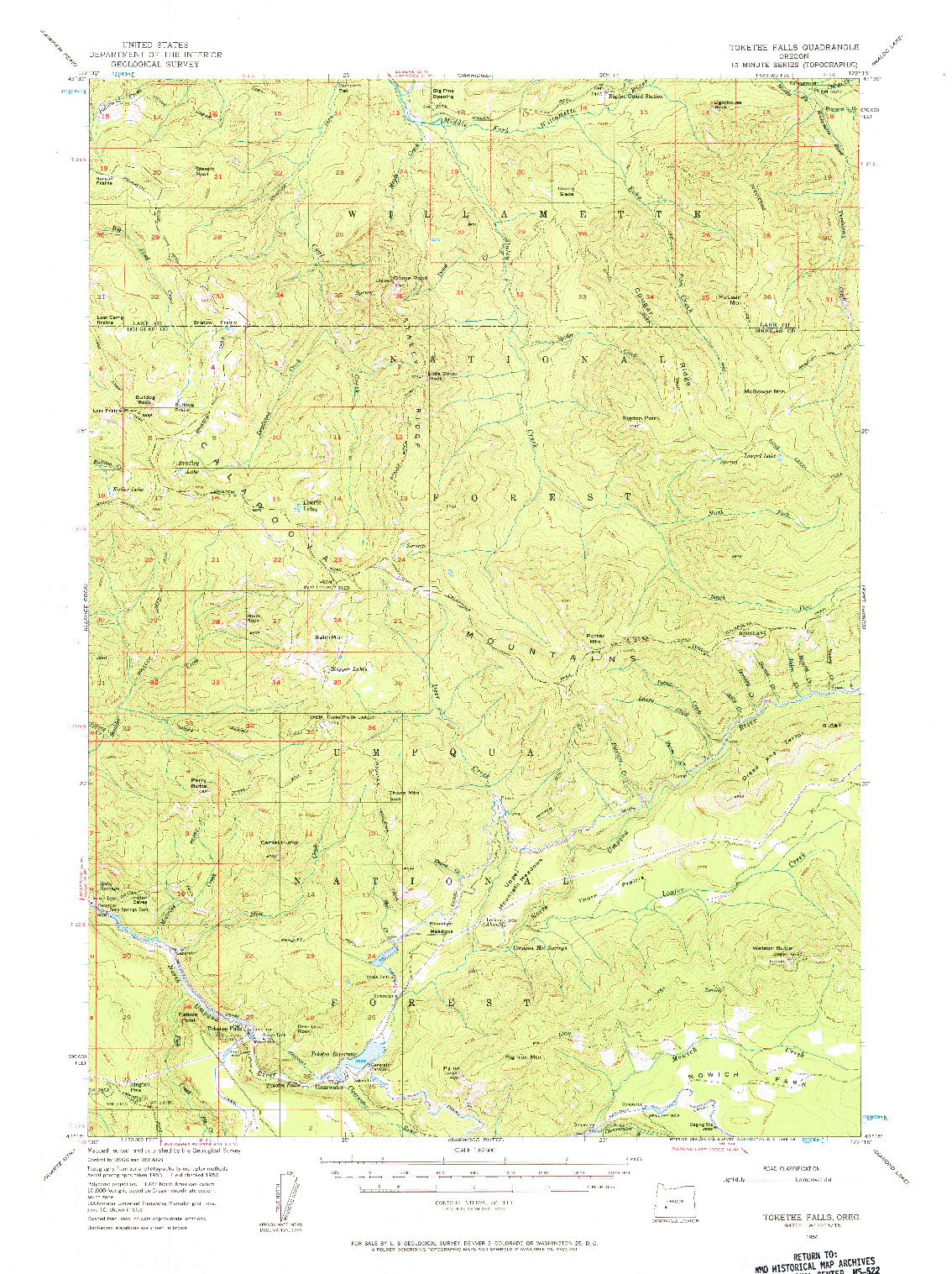 USGS 1:62500-SCALE QUADRANGLE FOR TOKETEE FALLS, OR 1956