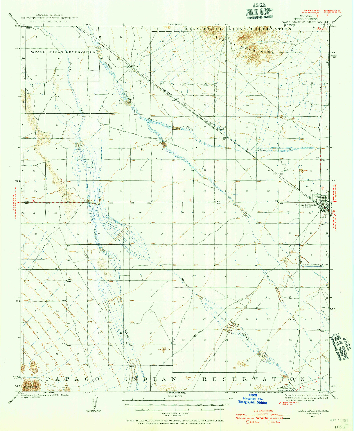 USGS 1:62500-SCALE QUADRANGLE FOR CASA GRANDE, AZ 1922