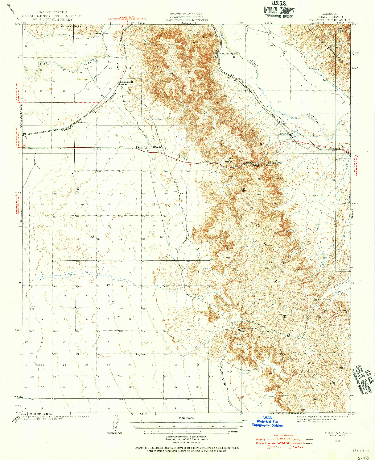 USGS 1:62500-SCALE QUADRANGLE FOR FORTUNA, AZ 1926