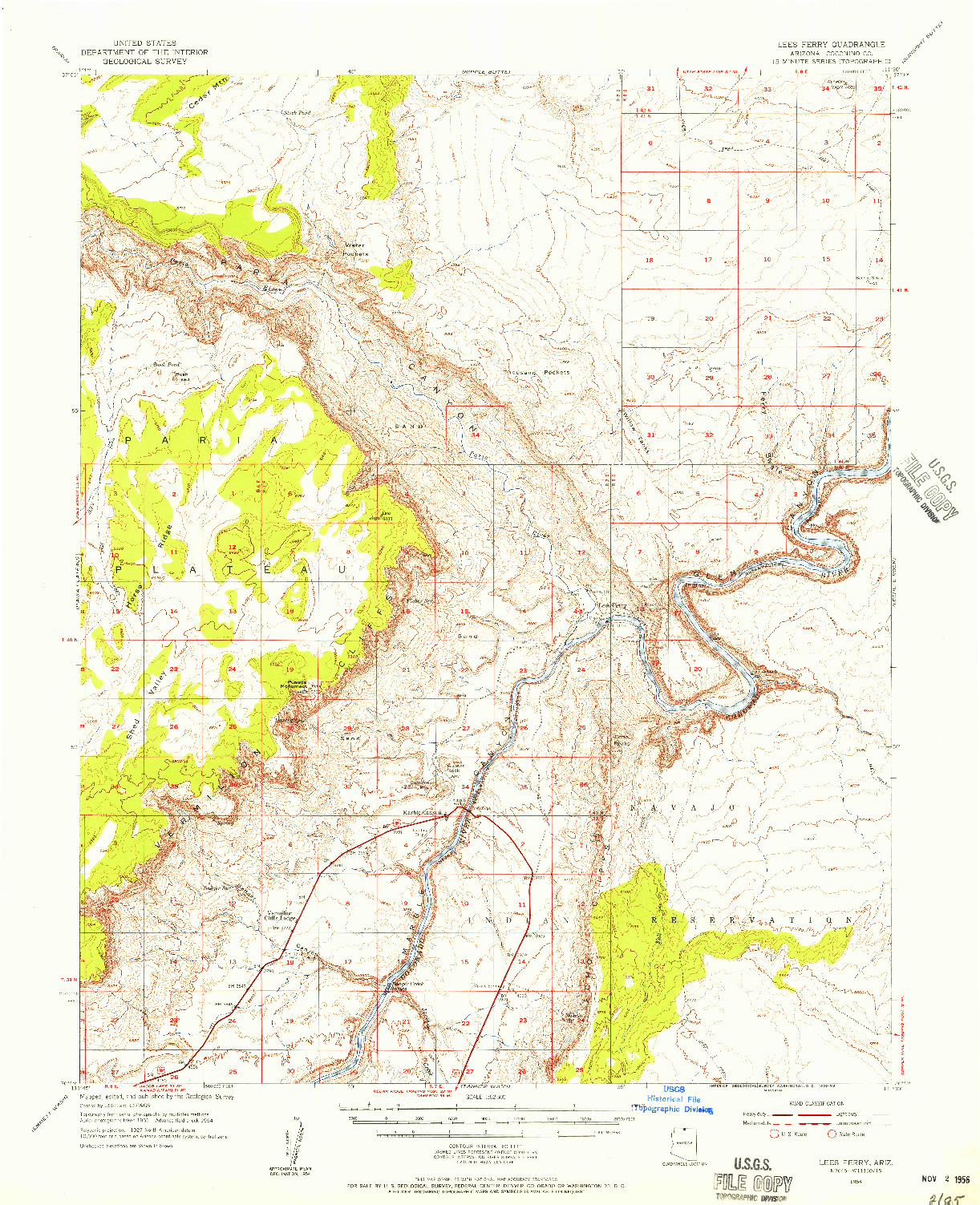 USGS 1:62500-SCALE QUADRANGLE FOR LEES FERRY, AZ 1954