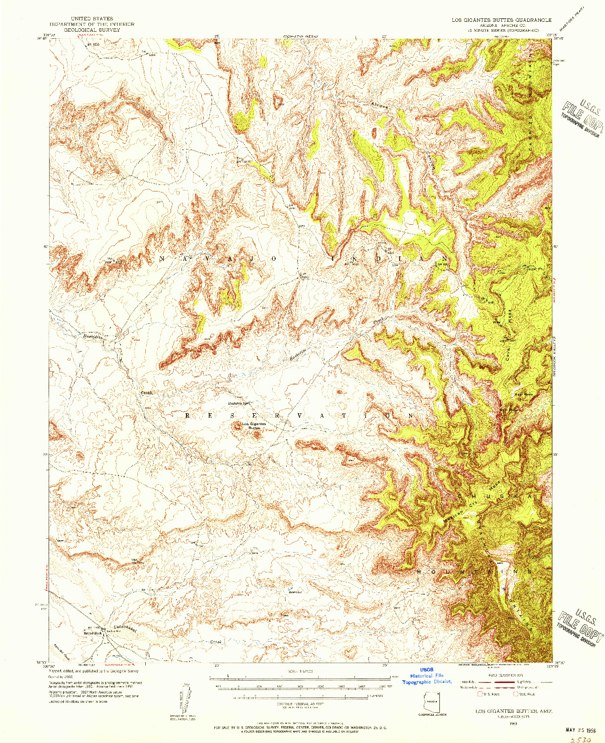 USGS 1:62500-SCALE QUADRANGLE FOR LOS GIGANTES BUTTES, AZ 1953