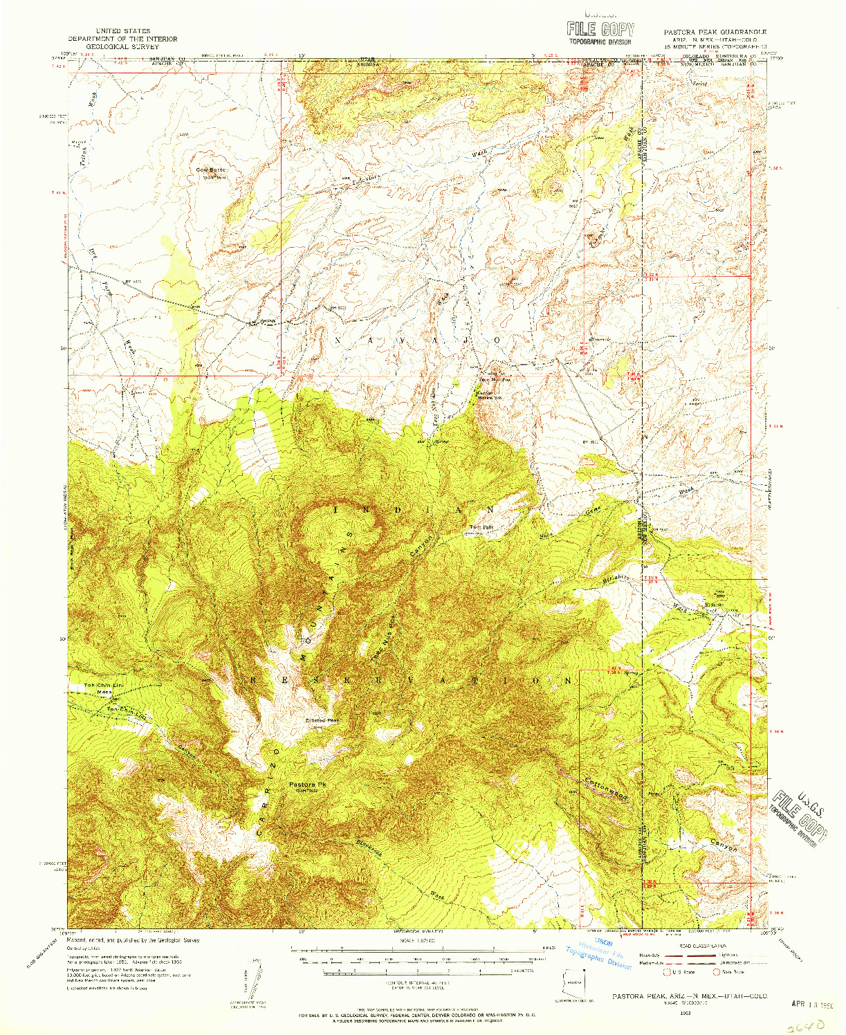 USGS 1:62500-SCALE QUADRANGLE FOR PASTORA PEAK, AZ 1953