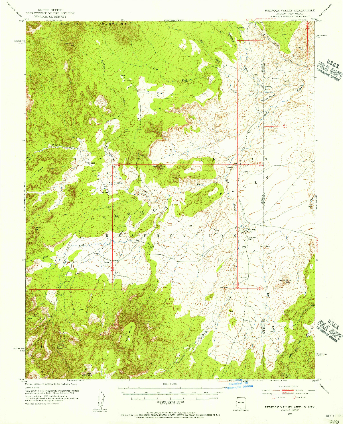 USGS 1:62500-SCALE QUADRANGLE FOR REDROCK VALLEY, AZ 1953