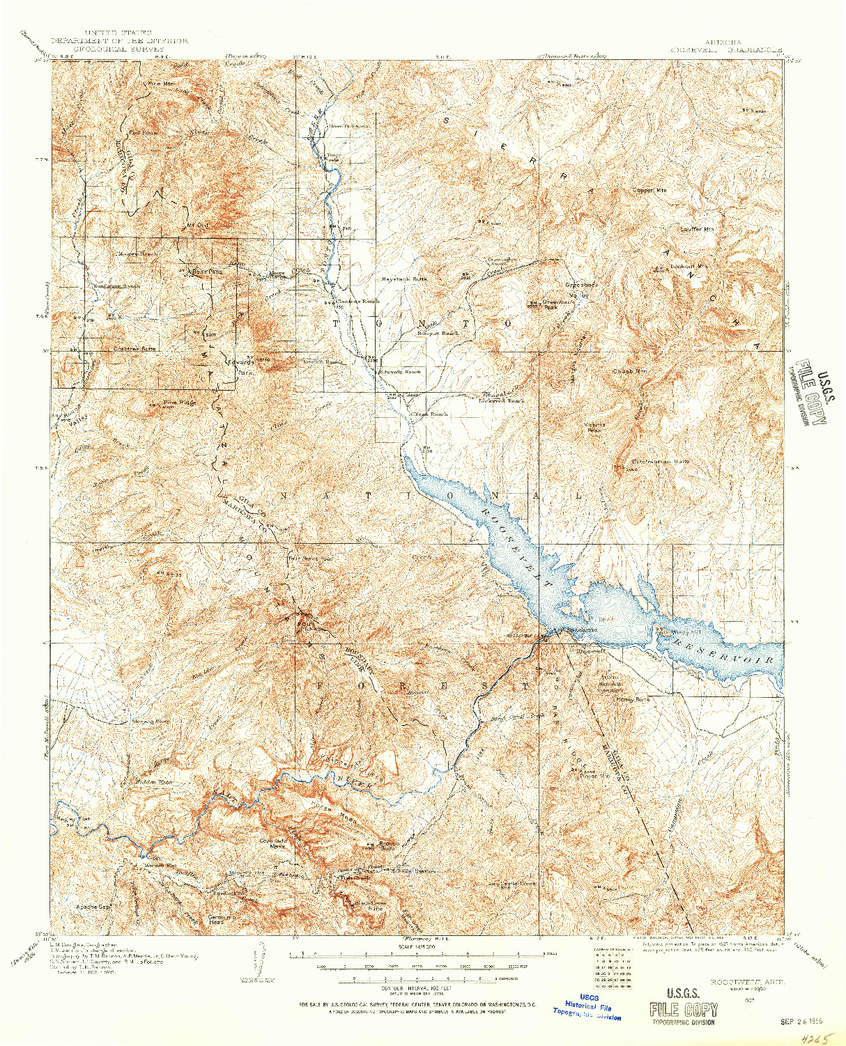 USGS 1:125000-SCALE QUADRANGLE FOR ROOSEVELT, AZ 1907