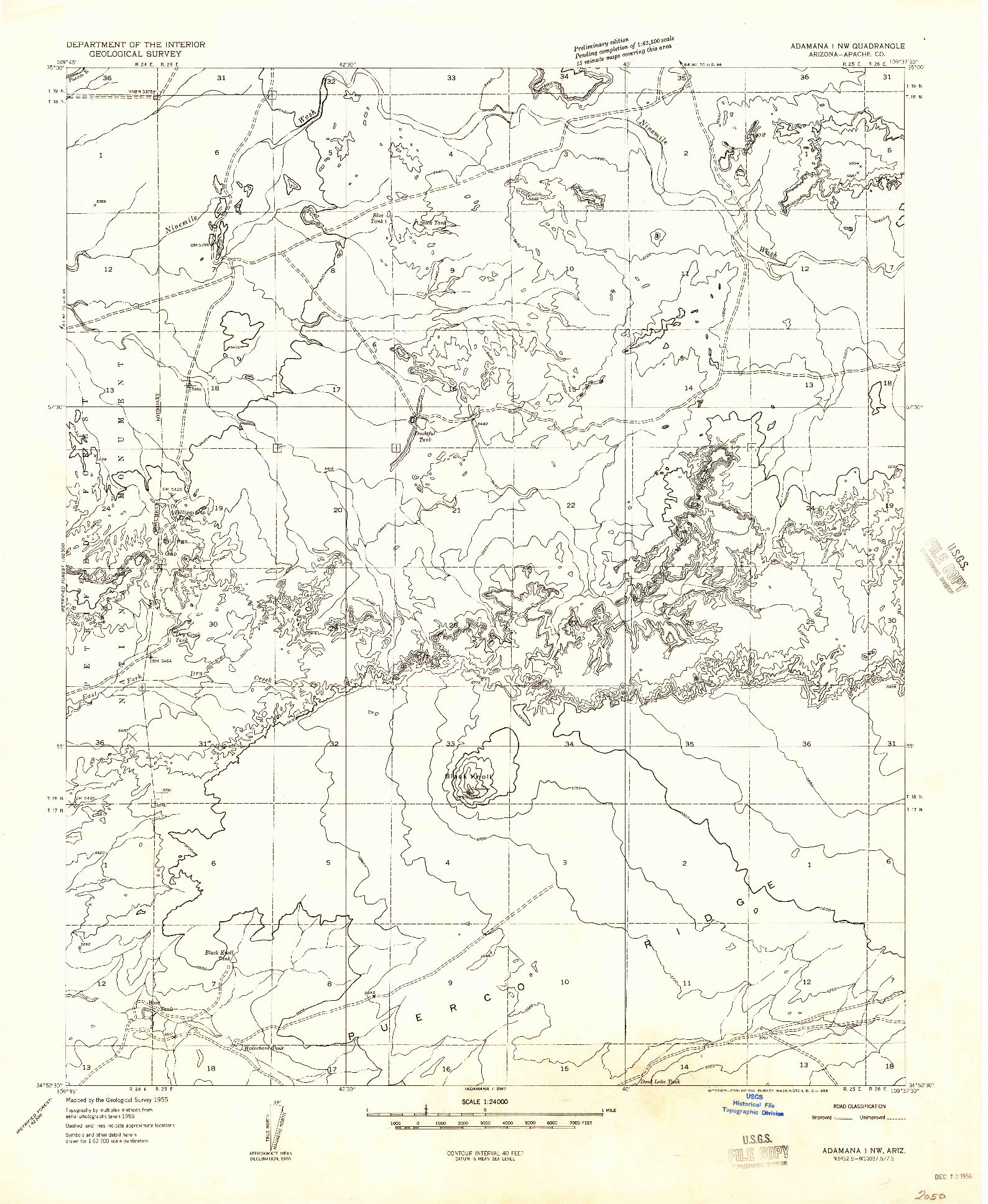 USGS 1:24000-SCALE QUADRANGLE FOR ADAMANA 1 NW, AZ 1956