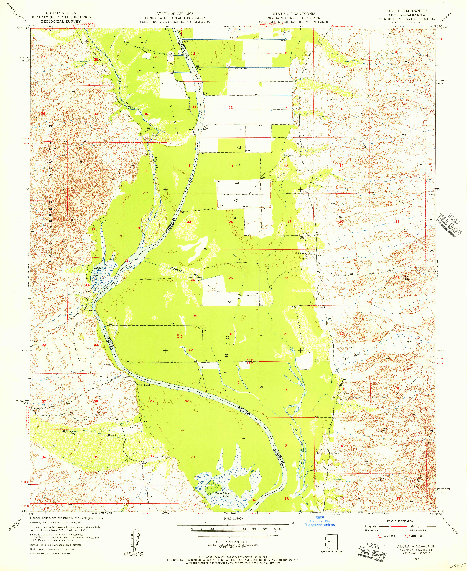 USGS 1:24000-SCALE QUADRANGLE FOR CIBOLA, AZ 1955