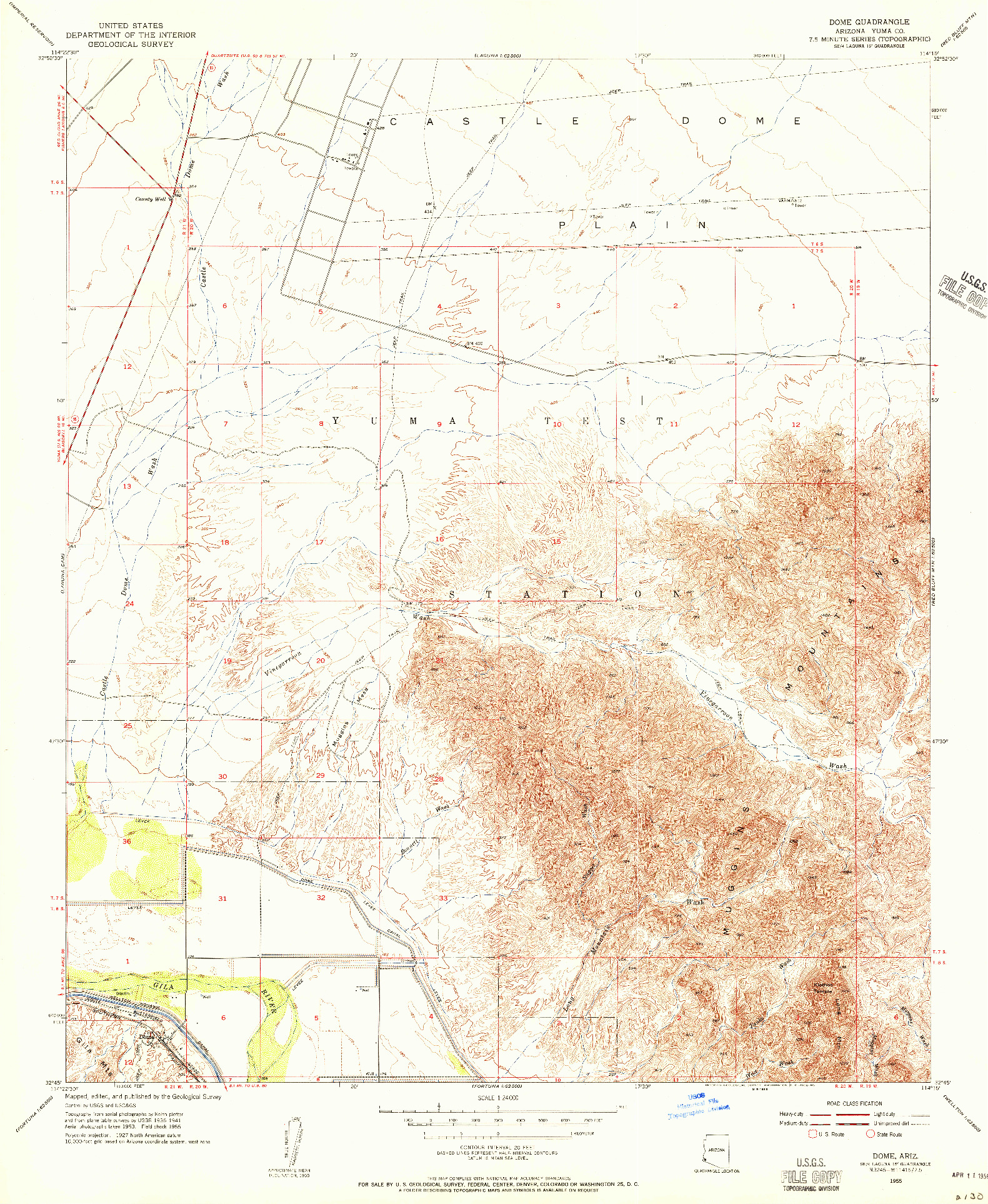 USGS 1:24000-SCALE QUADRANGLE FOR DOME, AZ 1955