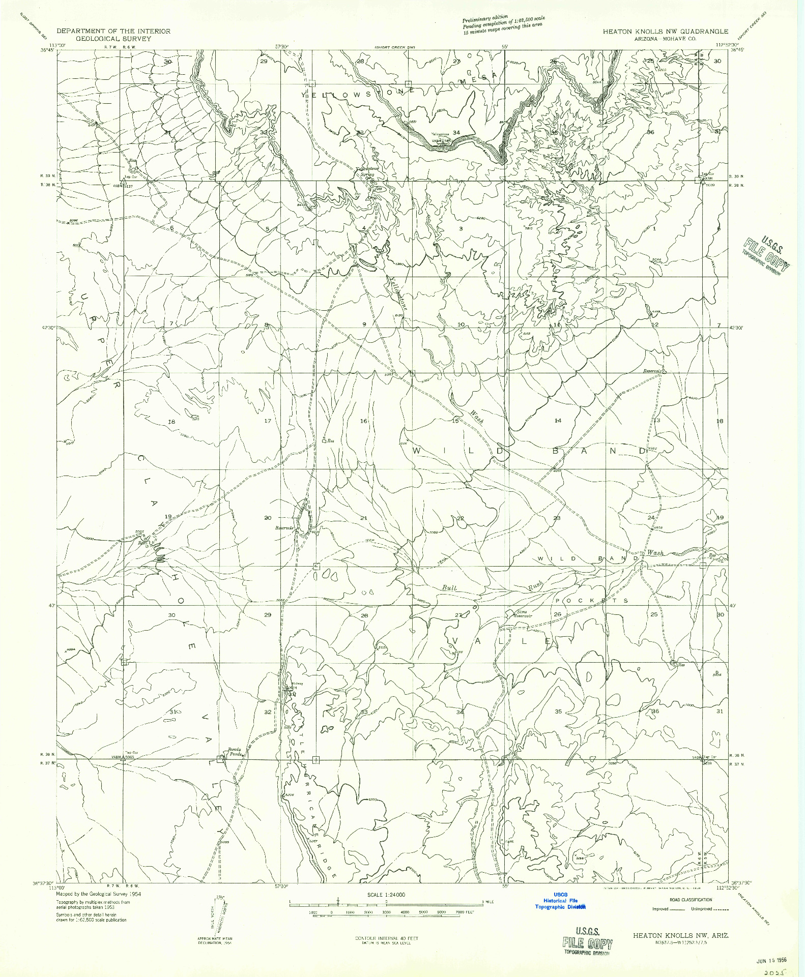 USGS 1:24000-SCALE QUADRANGLE FOR HEATON KNOLLS NW, AZ 1954