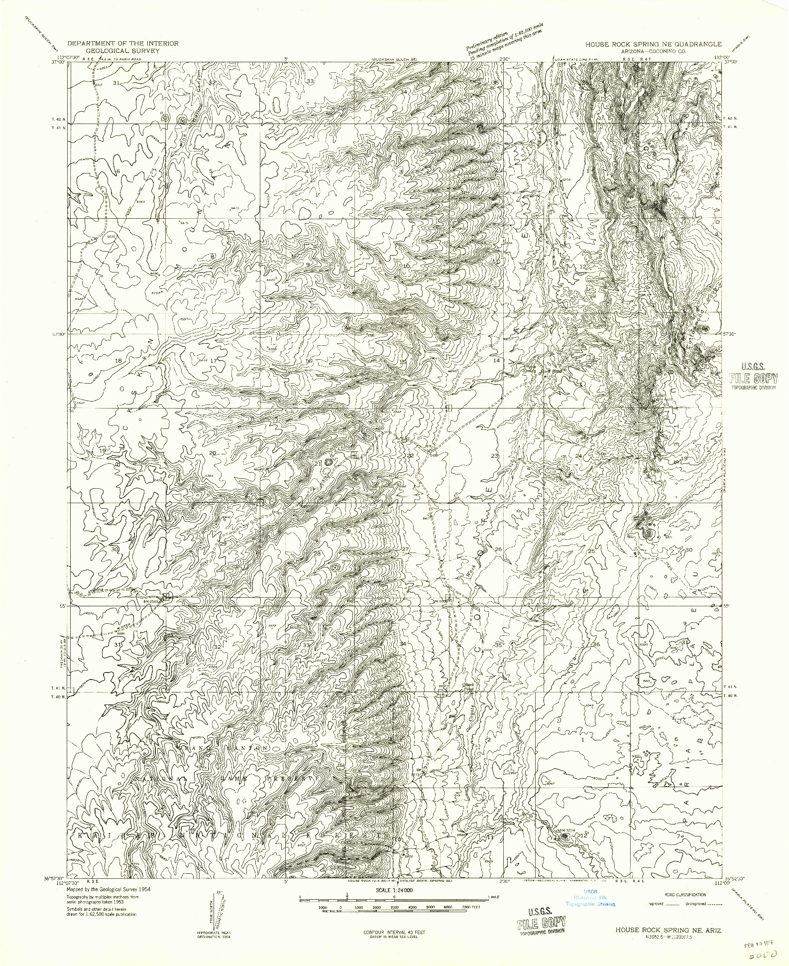 USGS 1:24000-SCALE QUADRANGLE FOR HOUSE ROCK SPRING NE, AZ 1954