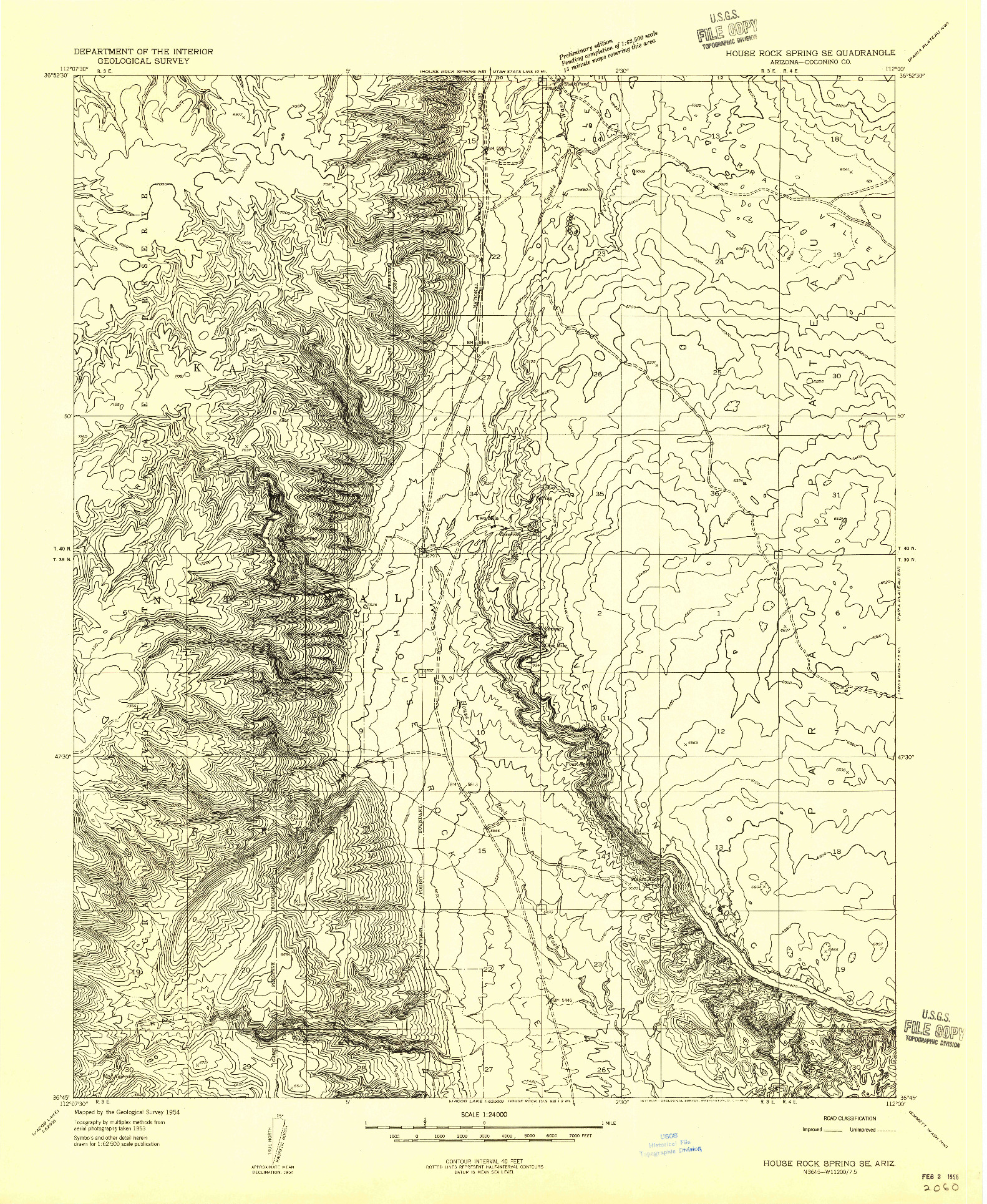 USGS 1:24000-SCALE QUADRANGLE FOR HOUSE ROCK SPRING SE, AZ 1954