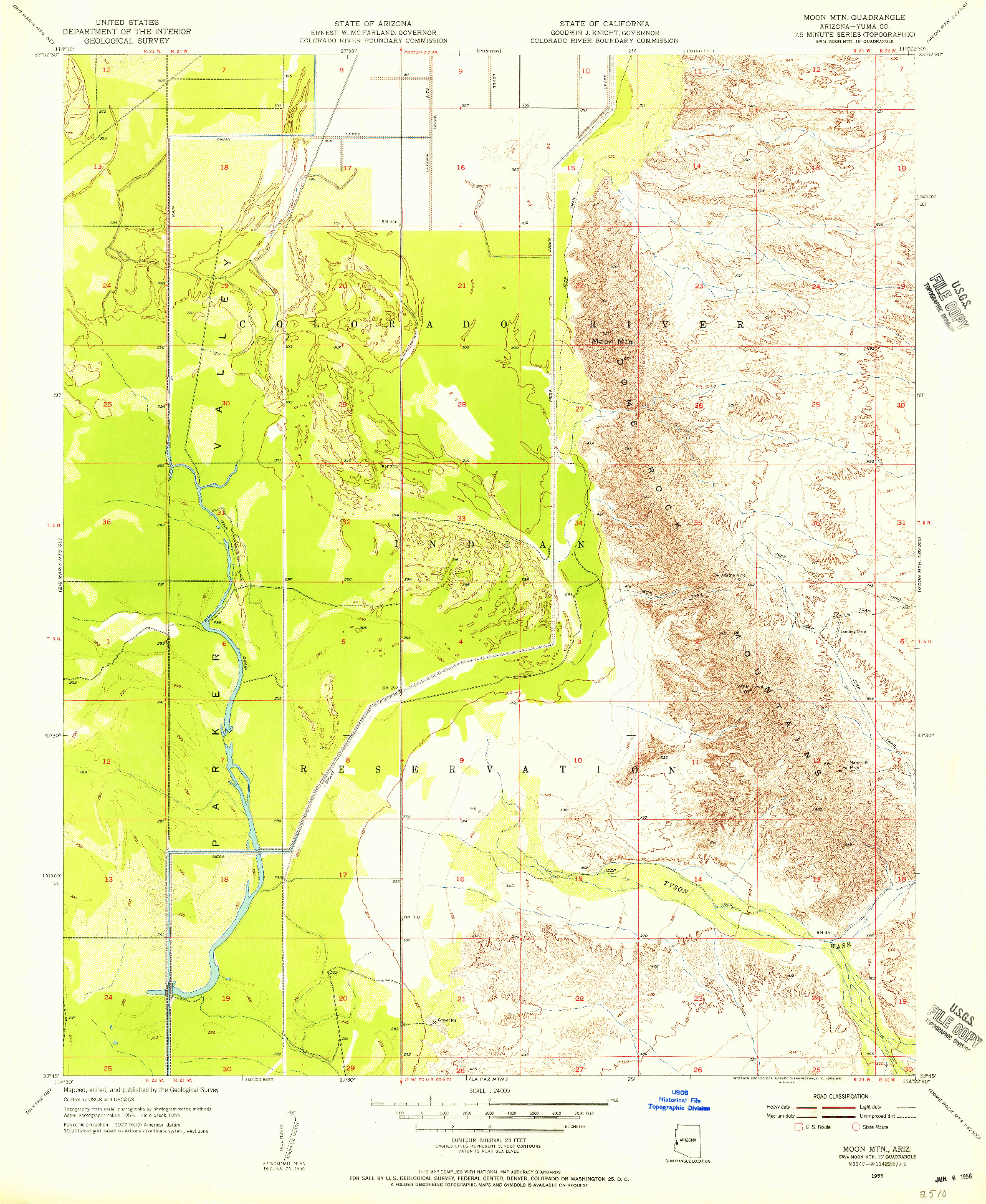 USGS 1:24000-SCALE QUADRANGLE FOR MOON MTN, AZ 1955