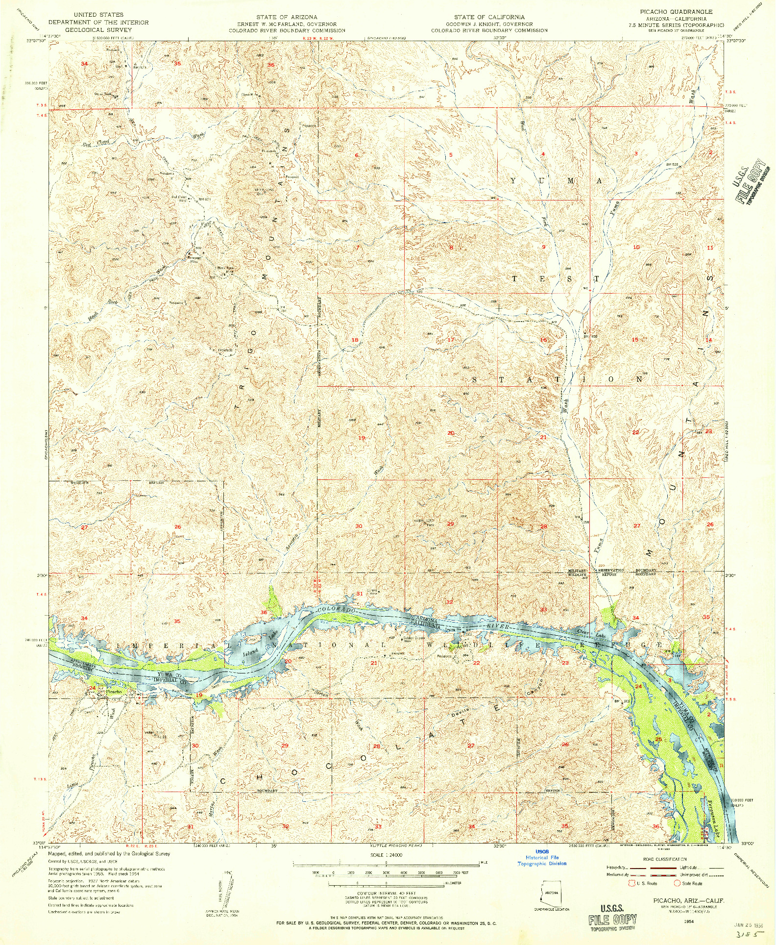 USGS 1:24000-SCALE QUADRANGLE FOR PICACHO, AZ 1954